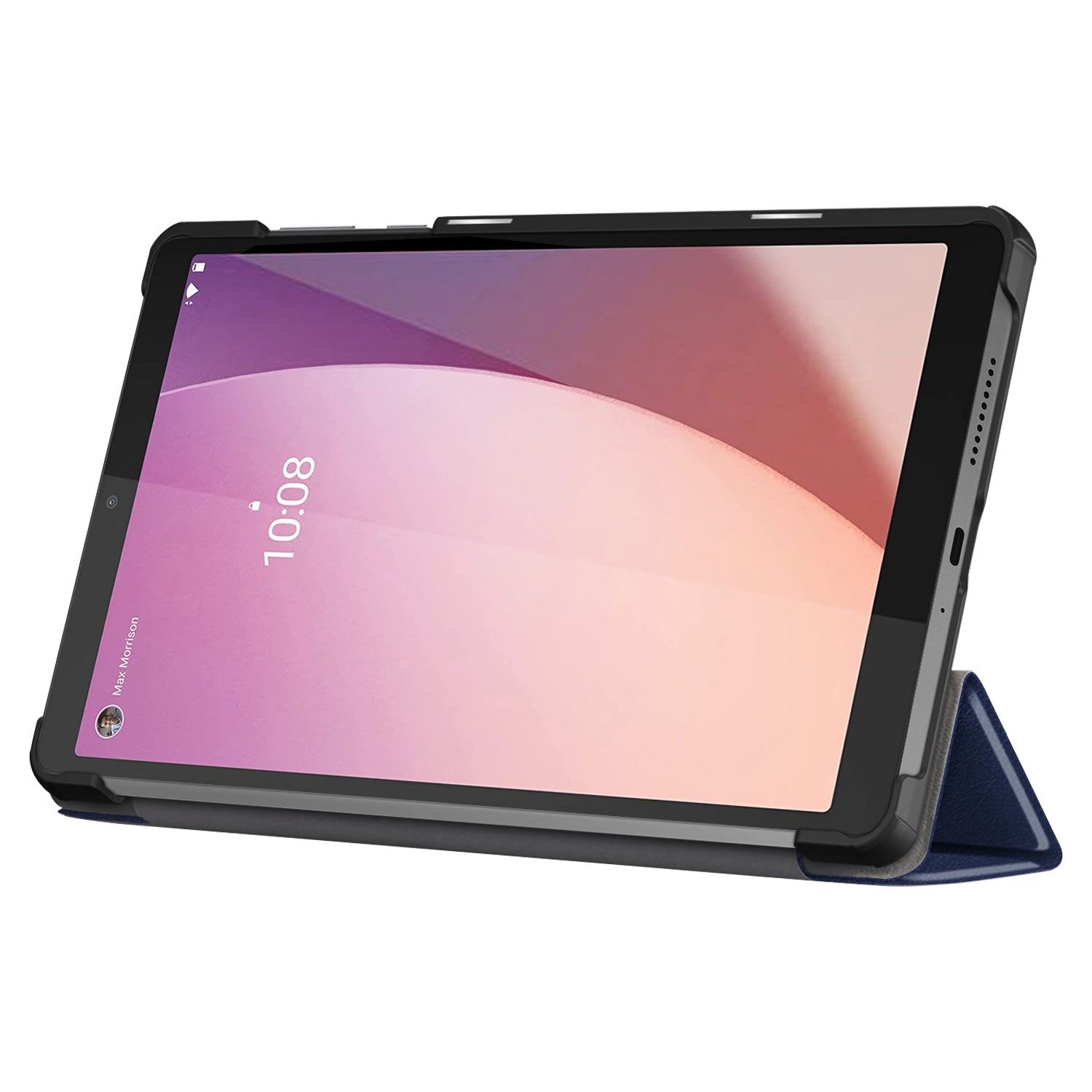 Tablet Case for Lenovo Tab M8 Gen 4 TB-300FU Tri-fold Stand Solid Color PU Leather Tablet Cover