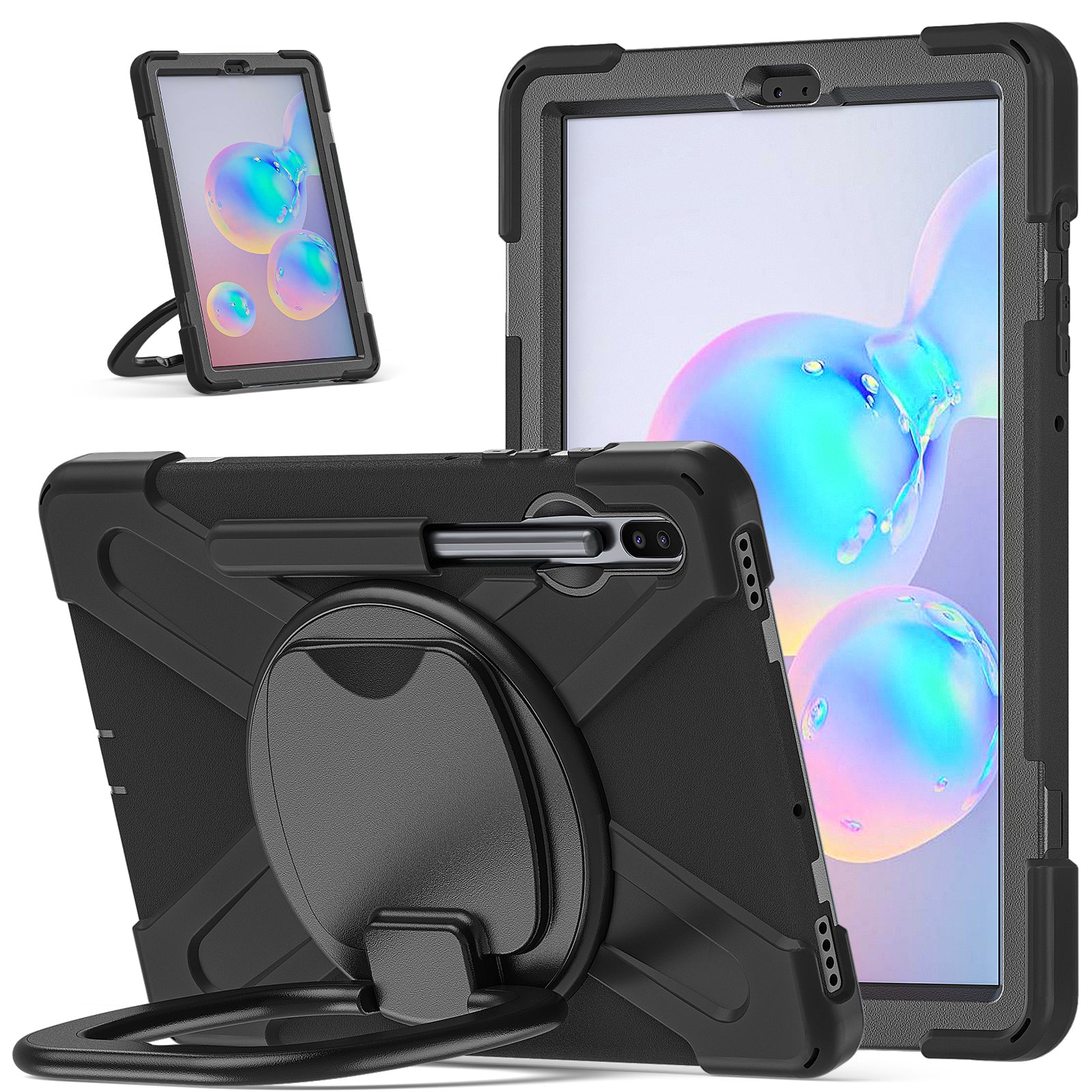 Protective Tablet Case for Samsung Galaxy Tab S6 T860, PC + Silicone Rotary Kickstand Tablet Cover
