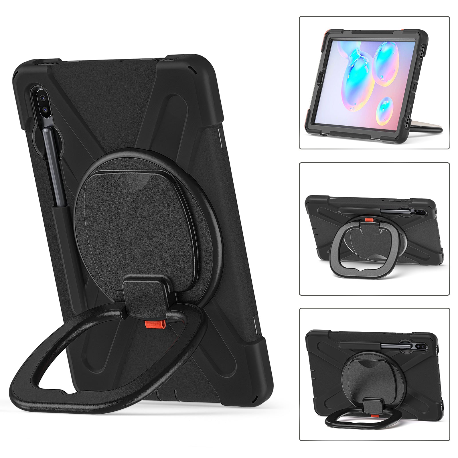 Protective Tablet Case for Samsung Galaxy Tab S6 T860, PC + Silicone Rotary Kickstand Tablet Cover