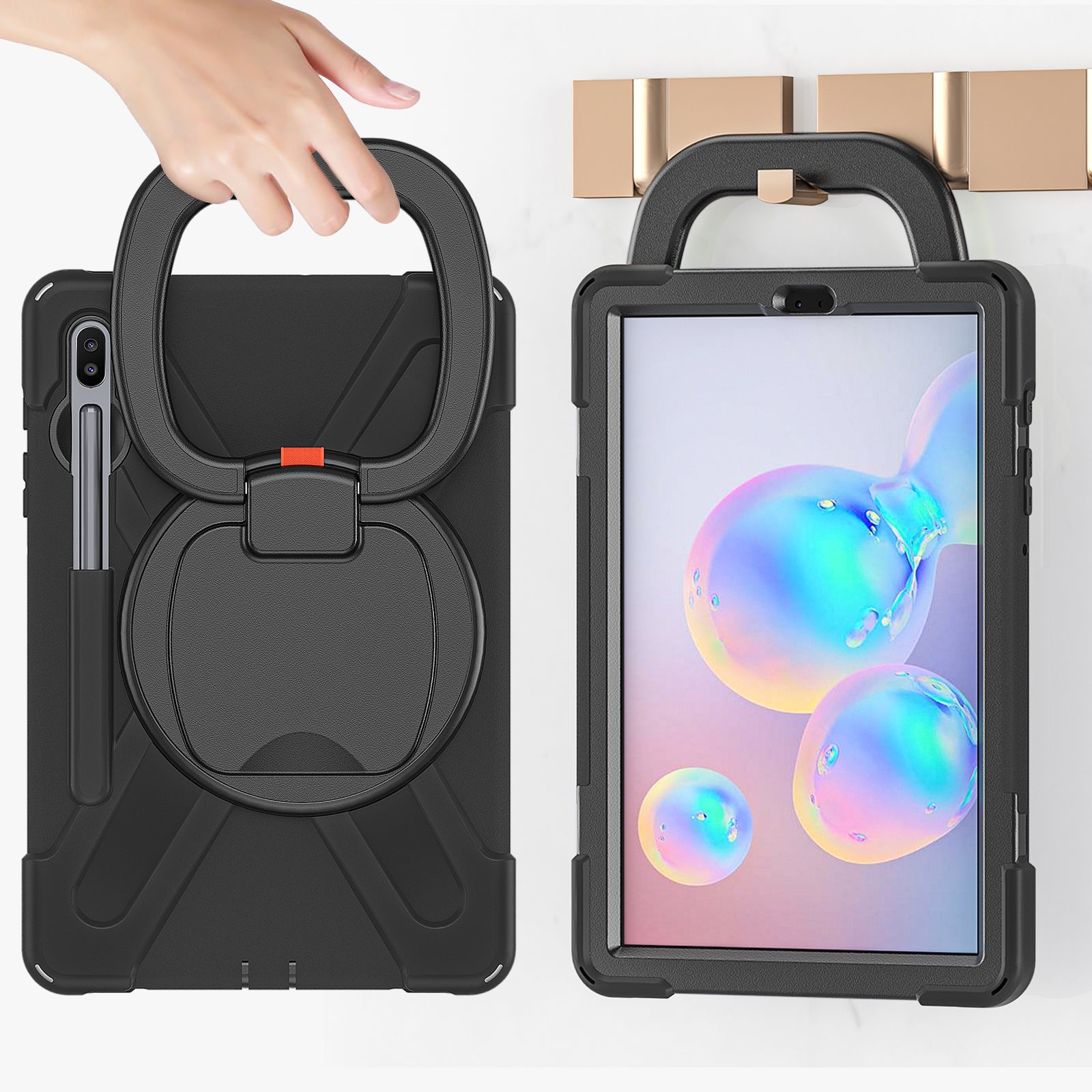 Protective Tablet Case for Samsung Galaxy Tab S6 T860, PC + Silicone Rotary Kickstand Tablet Cover