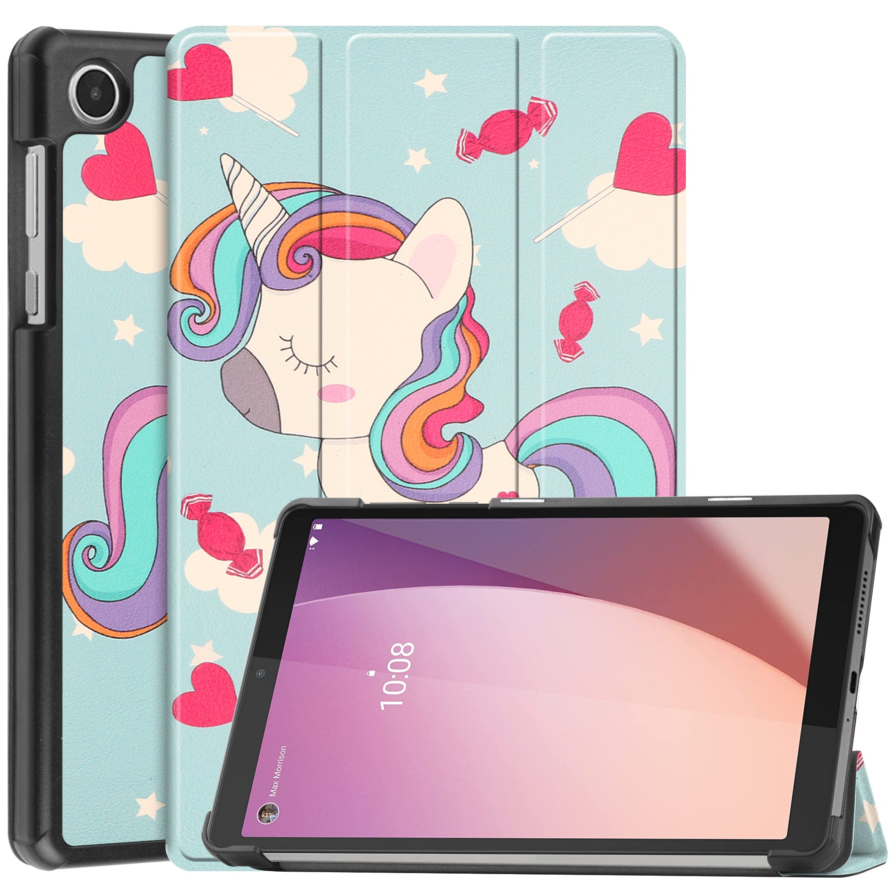 Tri-fold Stand Tablet Case for Lenovo Tab M8 Gen 4 Pattern Printing PU Leather Tablet Cover