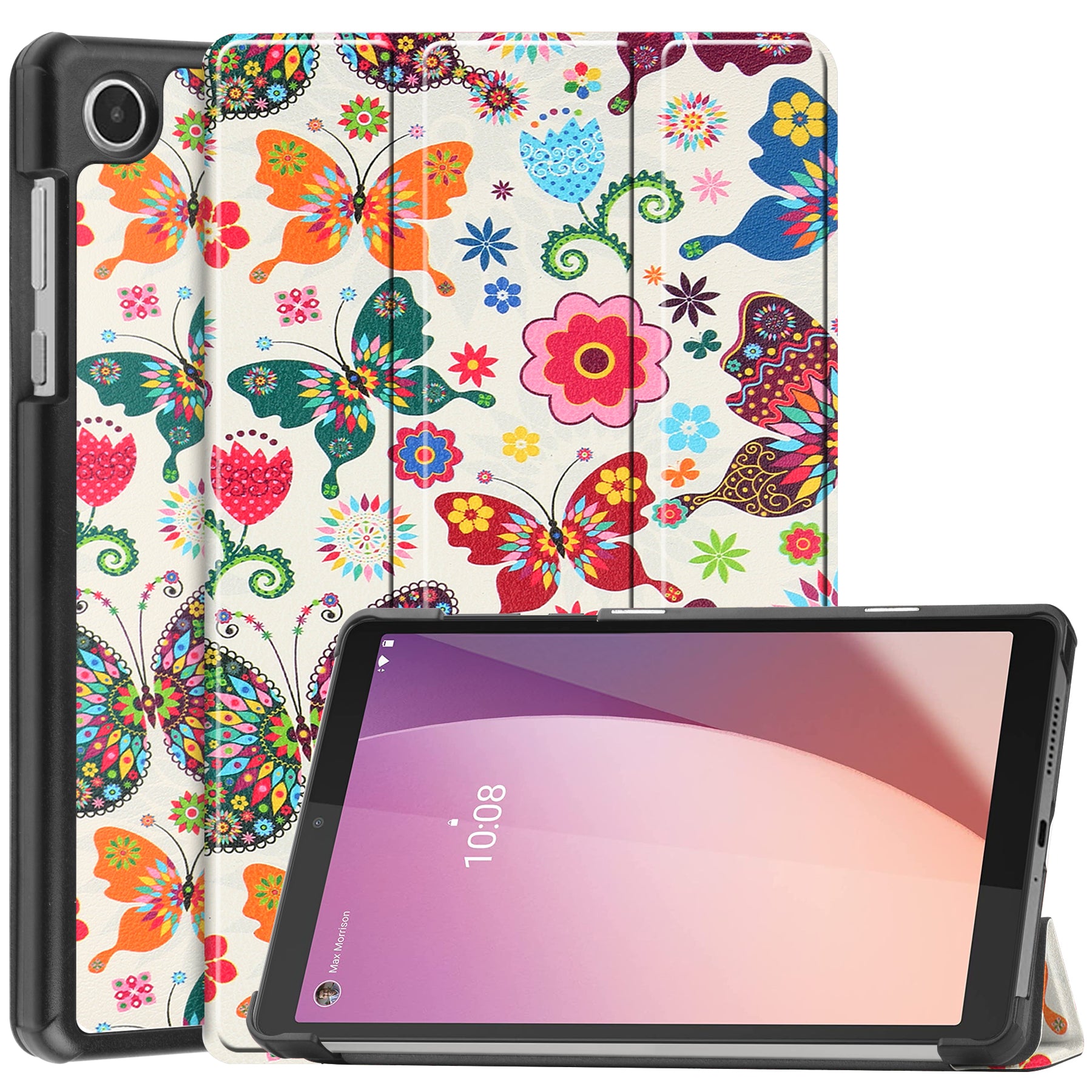 Tri-fold Stand Tablet Case for Lenovo Tab M8 Gen 4 Pattern Printing PU Leather Tablet Cover