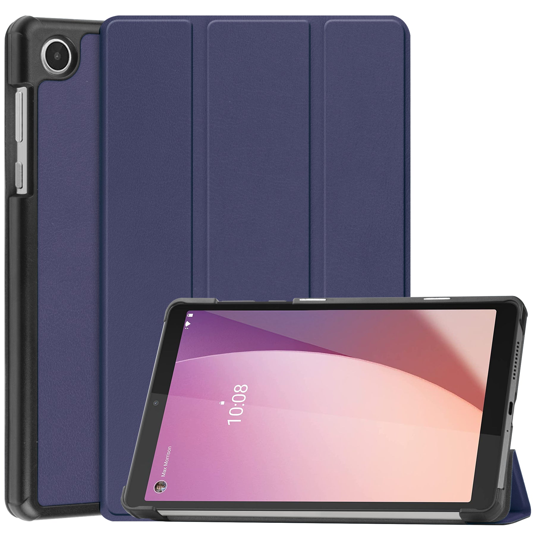 PU Leather Tablet Case for Lenovo Tab M8 Gen 4 Tri-fold Stand Protective Tablet Cover