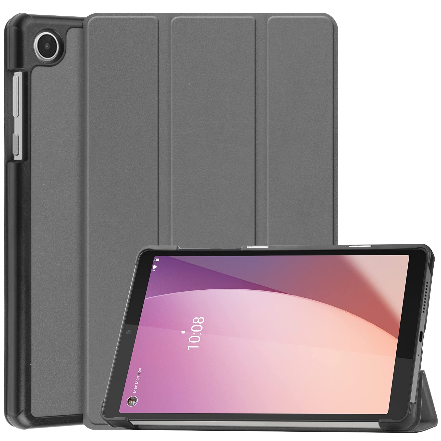 PU Leather Tablet Case for Lenovo Tab M8 Gen 4 Tri-fold Stand Protective Tablet Cover
