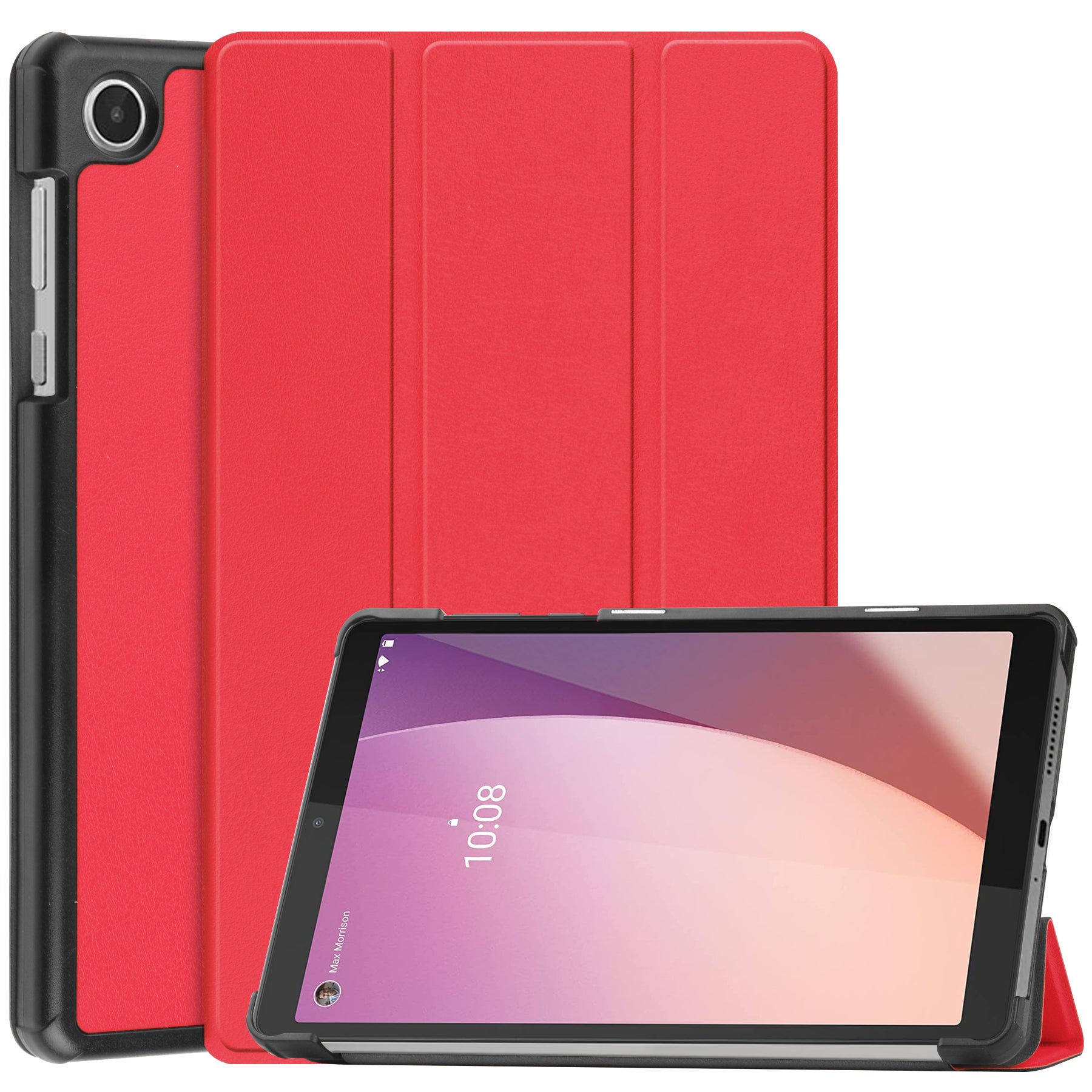 PU Leather Tablet Case for Lenovo Tab M8 Gen 4 Tri-fold Stand Protective Tablet Cover