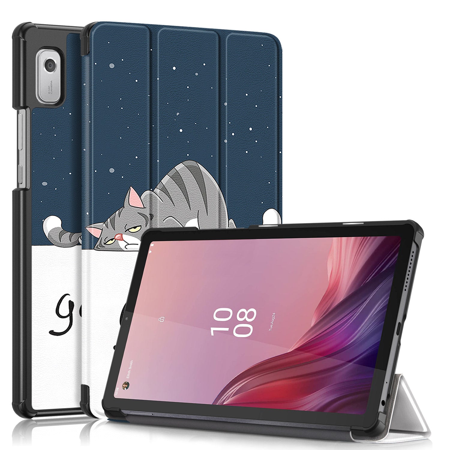 Tablet Leather Case for Lenovo Tab M9 TB-310FU Tri-fold Stand Pattern Printing Tablet Cover with Auto Wake Sleep