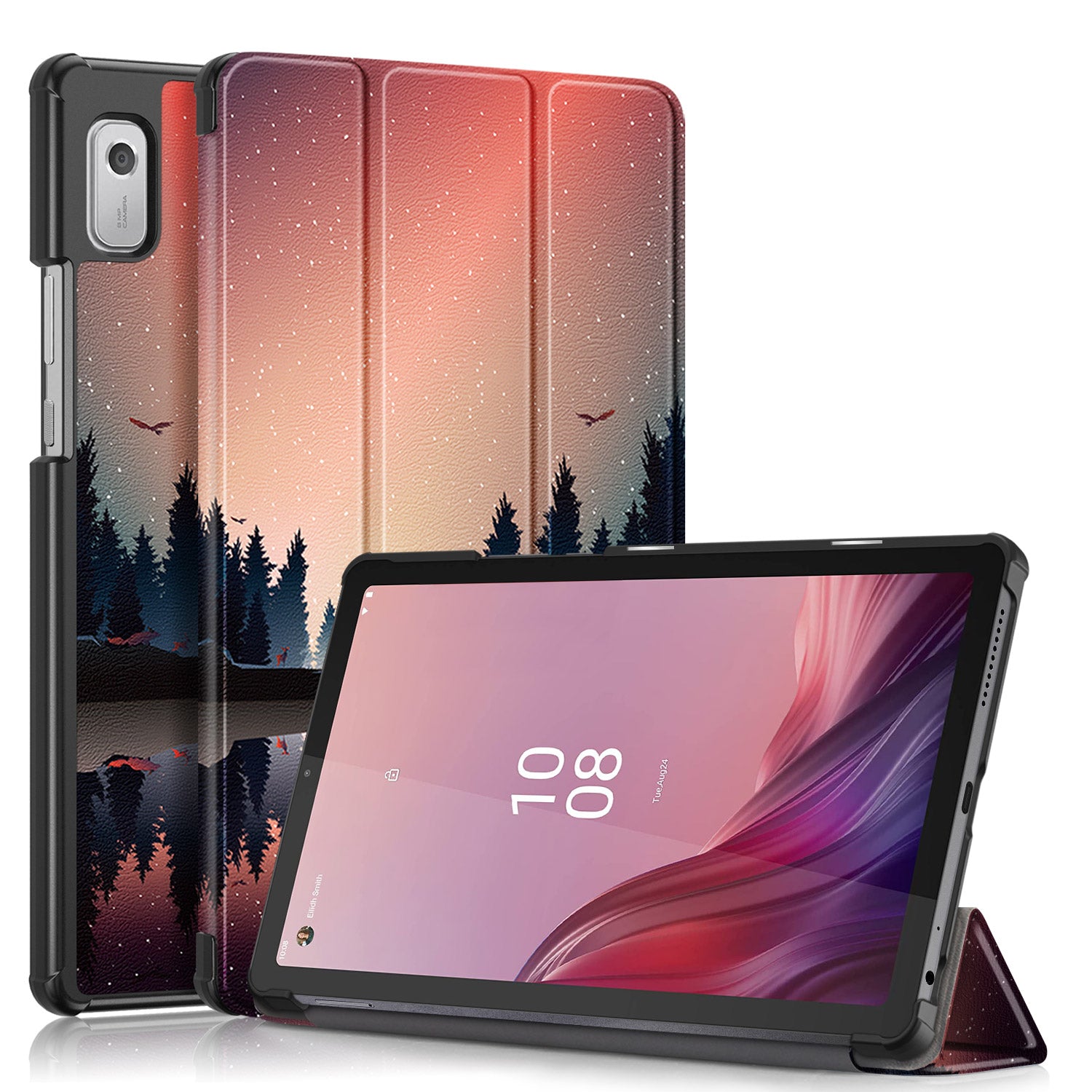 Tablet Leather Case for Lenovo Tab M9 TB-310FU Tri-fold Stand Pattern Printing Tablet Cover with Auto Wake Sleep