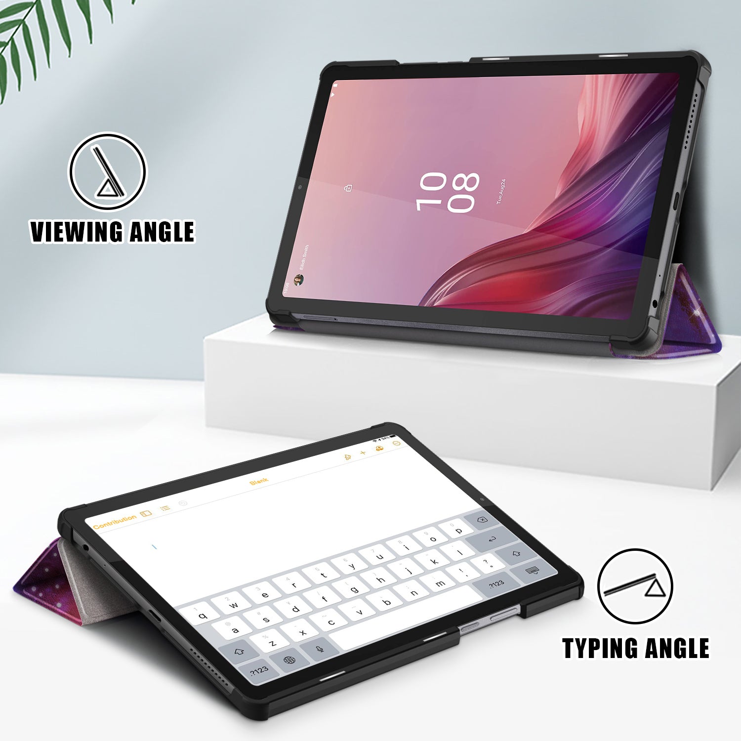 Tablet Leather Case for Lenovo Tab M9 TB-310FU Tri-fold Stand Pattern Printing Tablet Cover with Auto Wake Sleep