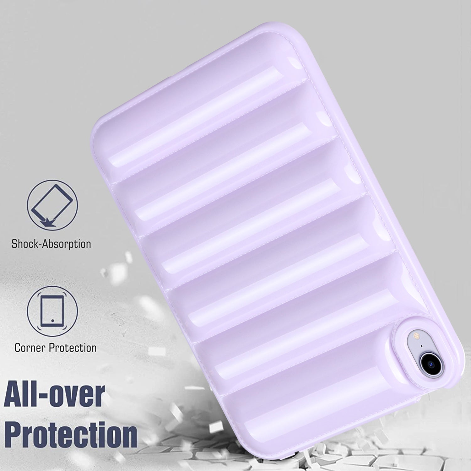For iPad mini (2021) Candy Color Down Jacket Shockproof Back Case Soft TPU Tablet Cover