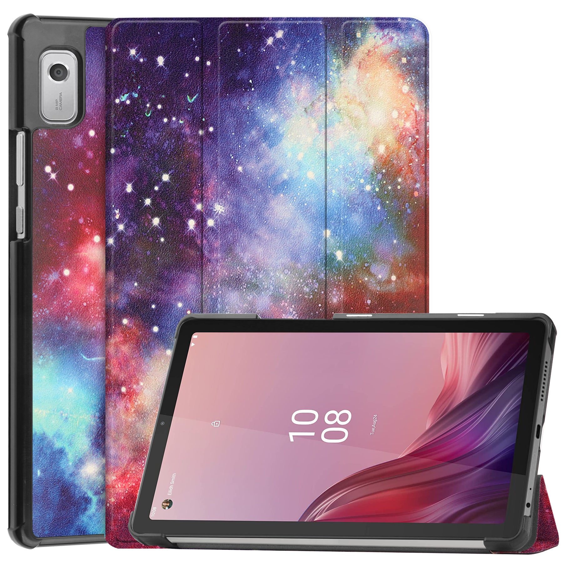 Tri-fold Stand Tablet Case for Lenovo Tab M9 Pattern Printing PU Leather PC Protective Cover