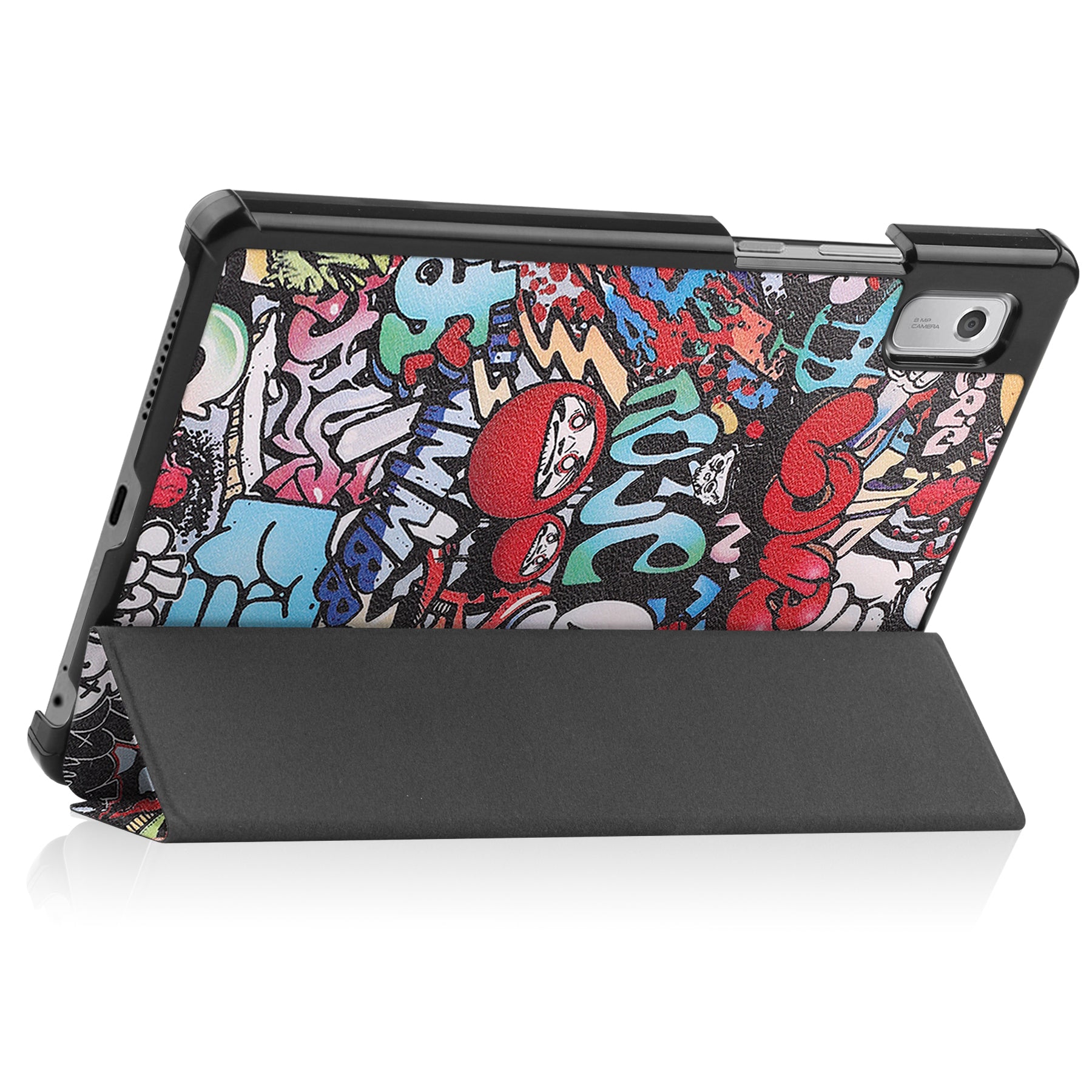 Tri-fold Stand Tablet Case for Lenovo Tab M9 Pattern Printing PU Leather PC Protective Cover