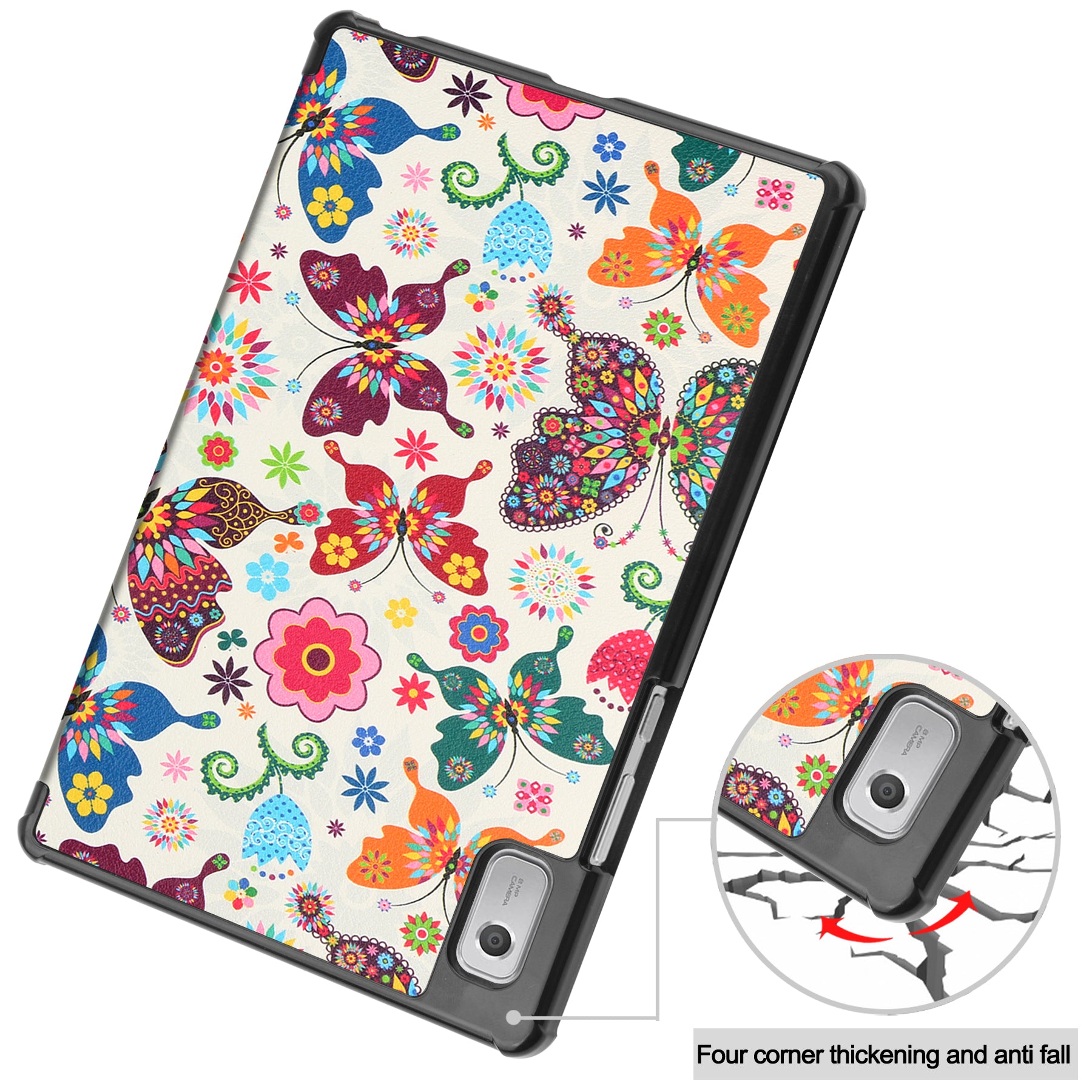 Tri-fold Stand Tablet Case for Lenovo Tab M9 Pattern Printing PU Leather PC Protective Cover