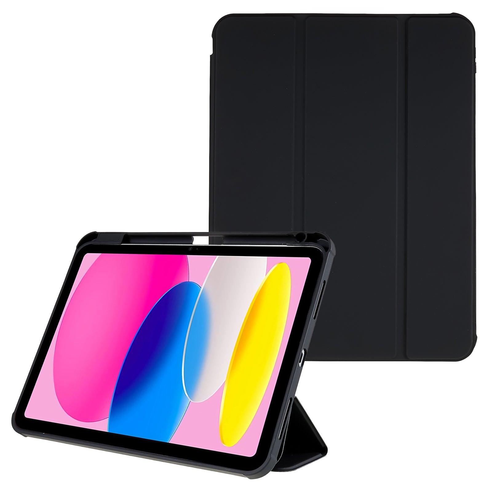 Skin Touch Tri-fold Stand Tablet Case for iPad 10.9 (2022) PU Leather TPU Acrylic Clear Cover with Auto Wake Sleep