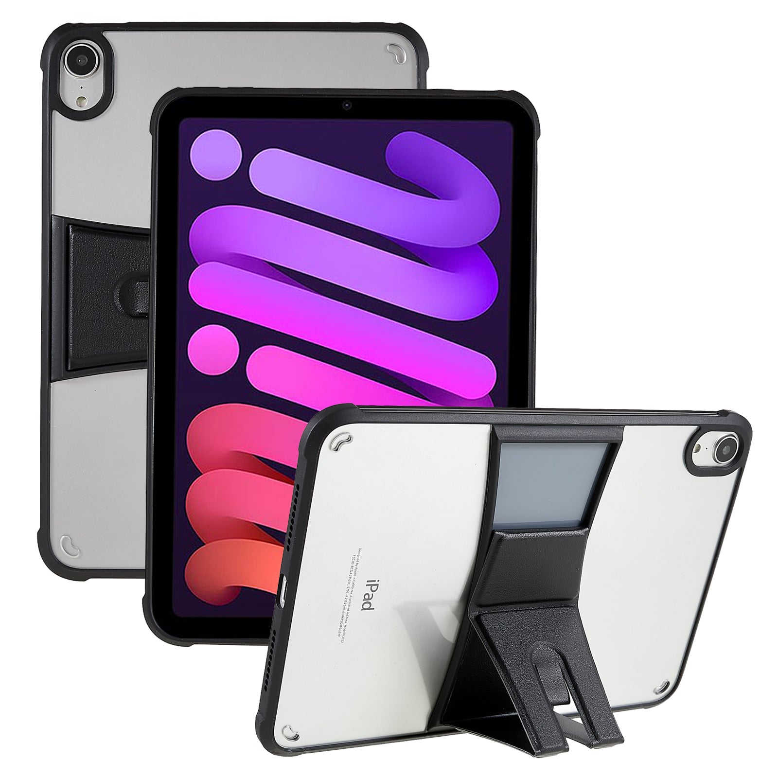 Transparent TPU Acrylic Tablet Case for iPad mini (2021) Leather Kickstand Anti-drop Tablet Cover