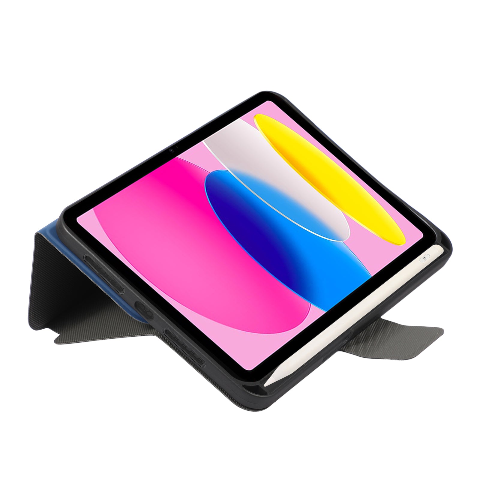 For iPad 10.9 (2022) PU Leather Stand Cover Auto Wake Sleep Protective Shell with Pen Slot