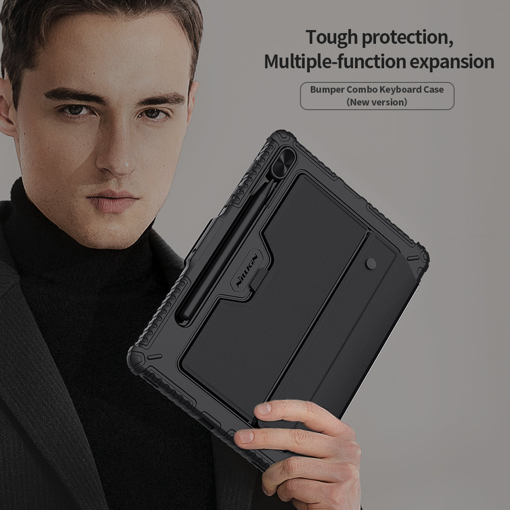 NILLKIN Keyboard Case for Samsung Galaxy Tab S8 Auto Sleep / Wake PU Leather Tablet Protective Case + Bluetooth Keyboard with Touchpad