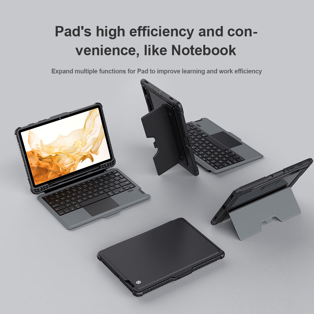 NILLKIN Keyboard Case for Samsung Galaxy Tab S8 Auto Sleep/Wake PU Leather Tablet Protective Case Bluetooth Keyboard with Touchpad