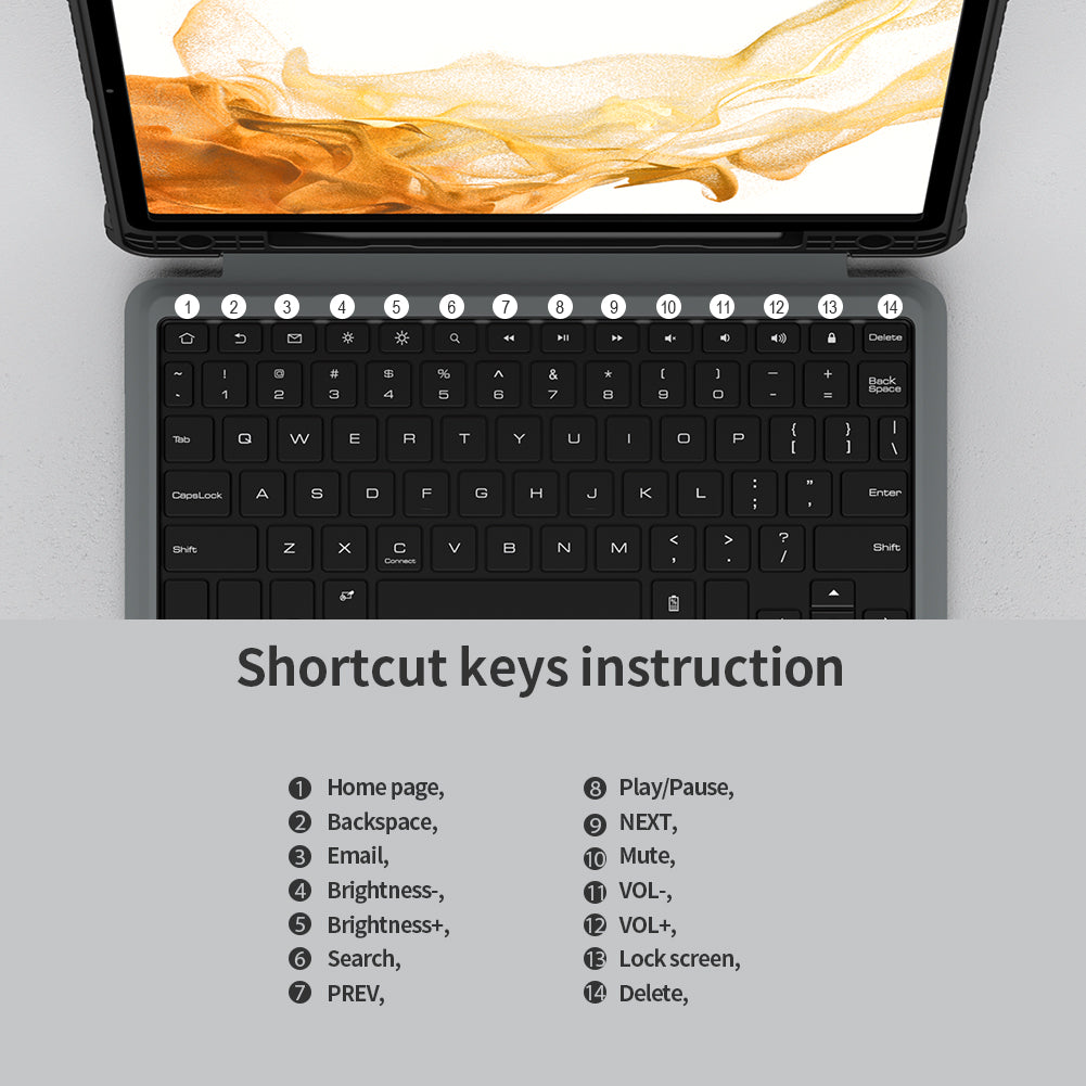 NILLKIN Keyboard Case for Samsung Galaxy Tab S8 Auto Sleep/Wake PU Leather Tablet Protective Case Bluetooth Keyboard with Touchpad