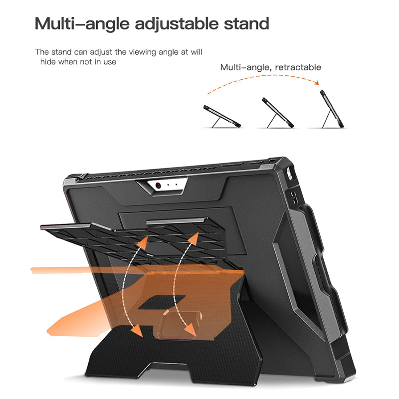 For Microsoft Surface Pro 4 5 6 7 Hard PC TPU Case Portable Carrying Case with Pencil Holder