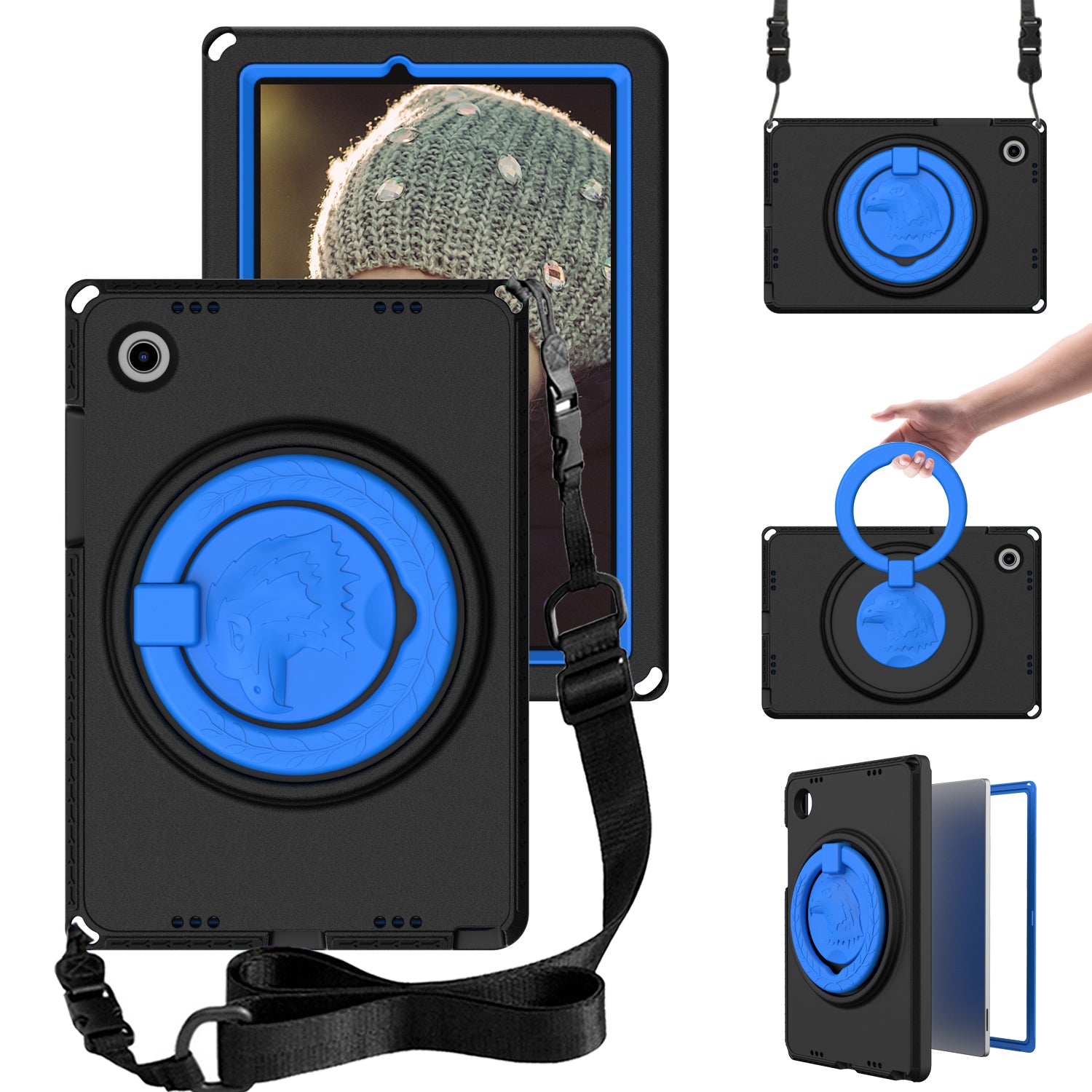 For Samsung Galaxy Tab A8 10.5 (2021) EVA Case with Shoulder Strap Waterproof Screen Film Shockproof Tablet Case