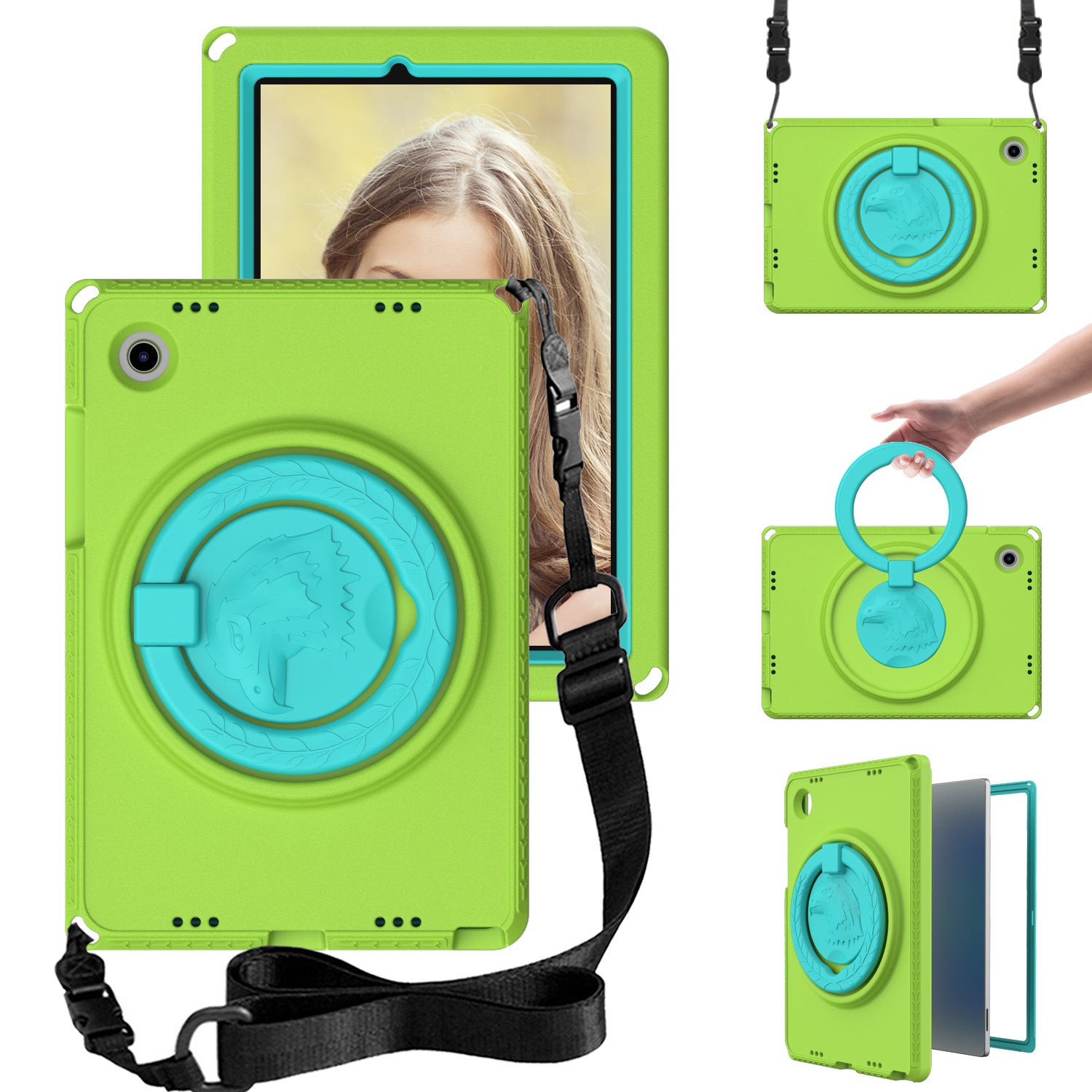 For Samsung Galaxy Tab A8 10.5 (2021) EVA Case with Shoulder Strap Waterproof Screen Film Shockproof Tablet Case