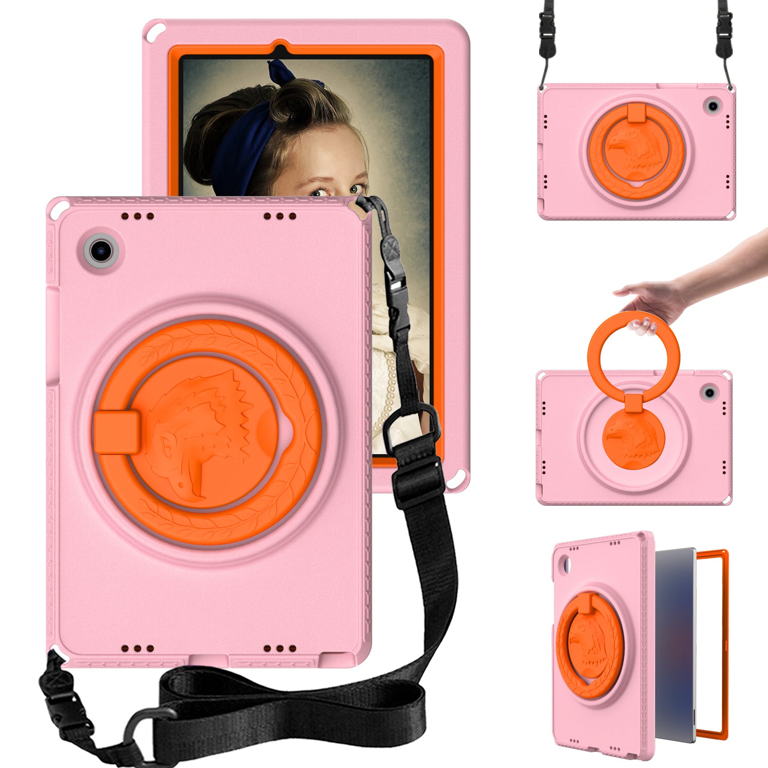 For Samsung Galaxy Tab A8 10.5 (2021) EVA Case with Shoulder Strap Waterproof Screen Film Shockproof Tablet Case