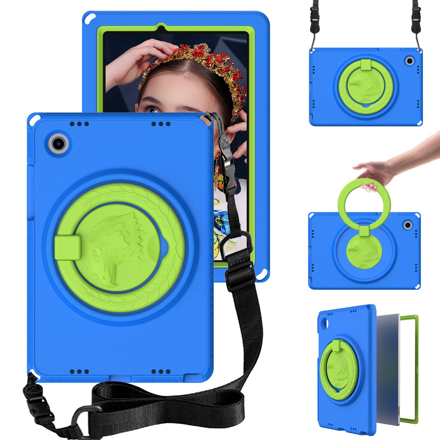 For Samsung Galaxy Tab A8 10.5 (2021) EVA Case with Shoulder Strap Waterproof Screen Film Shockproof Tablet Case