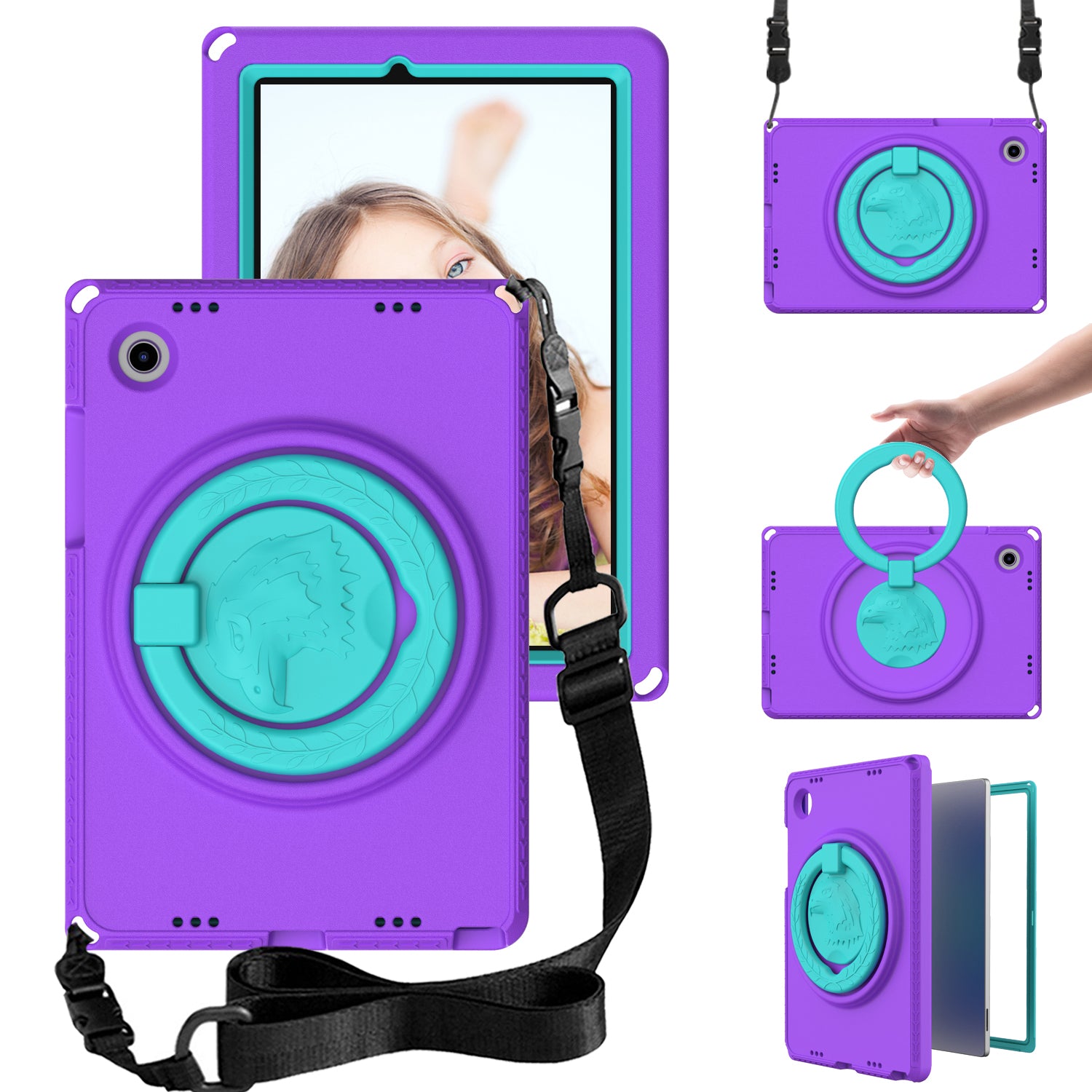 For Samsung Galaxy Tab A8 10.5 (2021) EVA Case with Shoulder Strap Waterproof Screen Film Shockproof Tablet Case