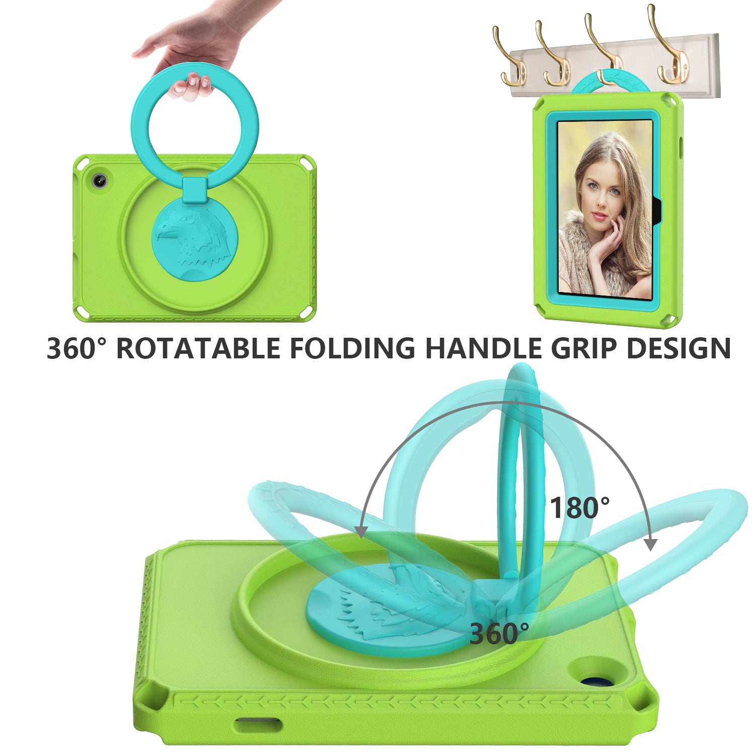 For Amazon Fire 7 (2022) Protective EVA Case with Shoulder Strap Waterproof Screen Film