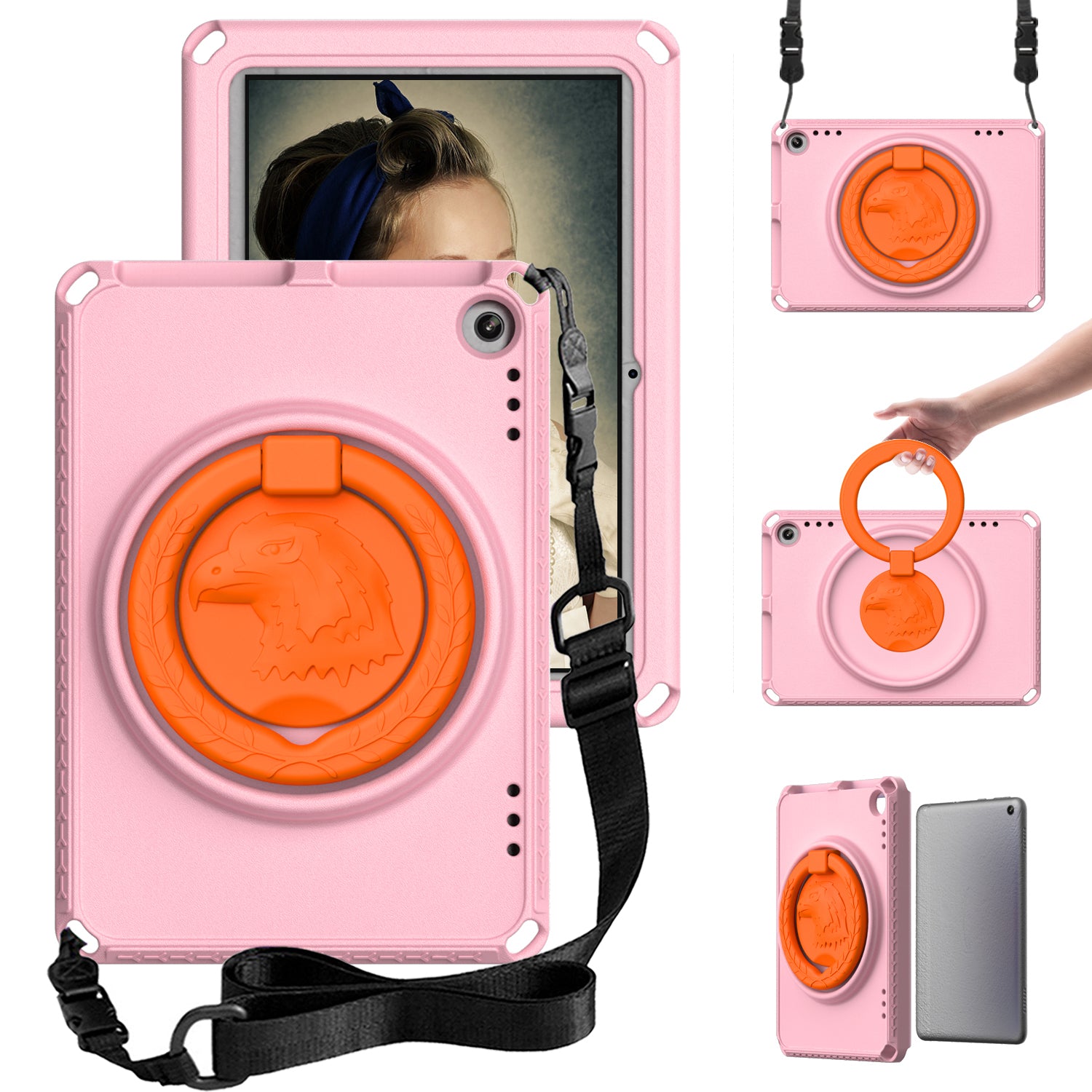 For Amazon Fire HD 8 (2022) (2020) Shockproof EVA Case with Shoulder Strap Waterproof Screen Protector