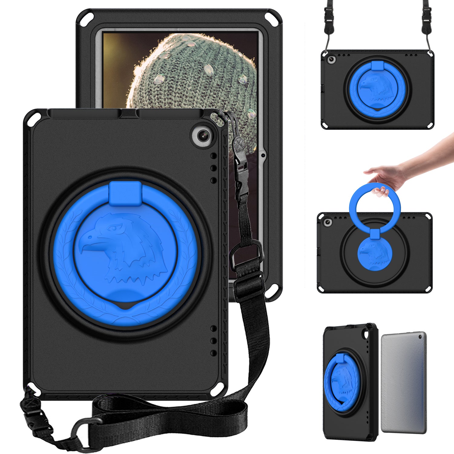 For Amazon Fire HD 8 (2022) (2020) Shockproof EVA Case with Shoulder Strap Waterproof Screen Protector