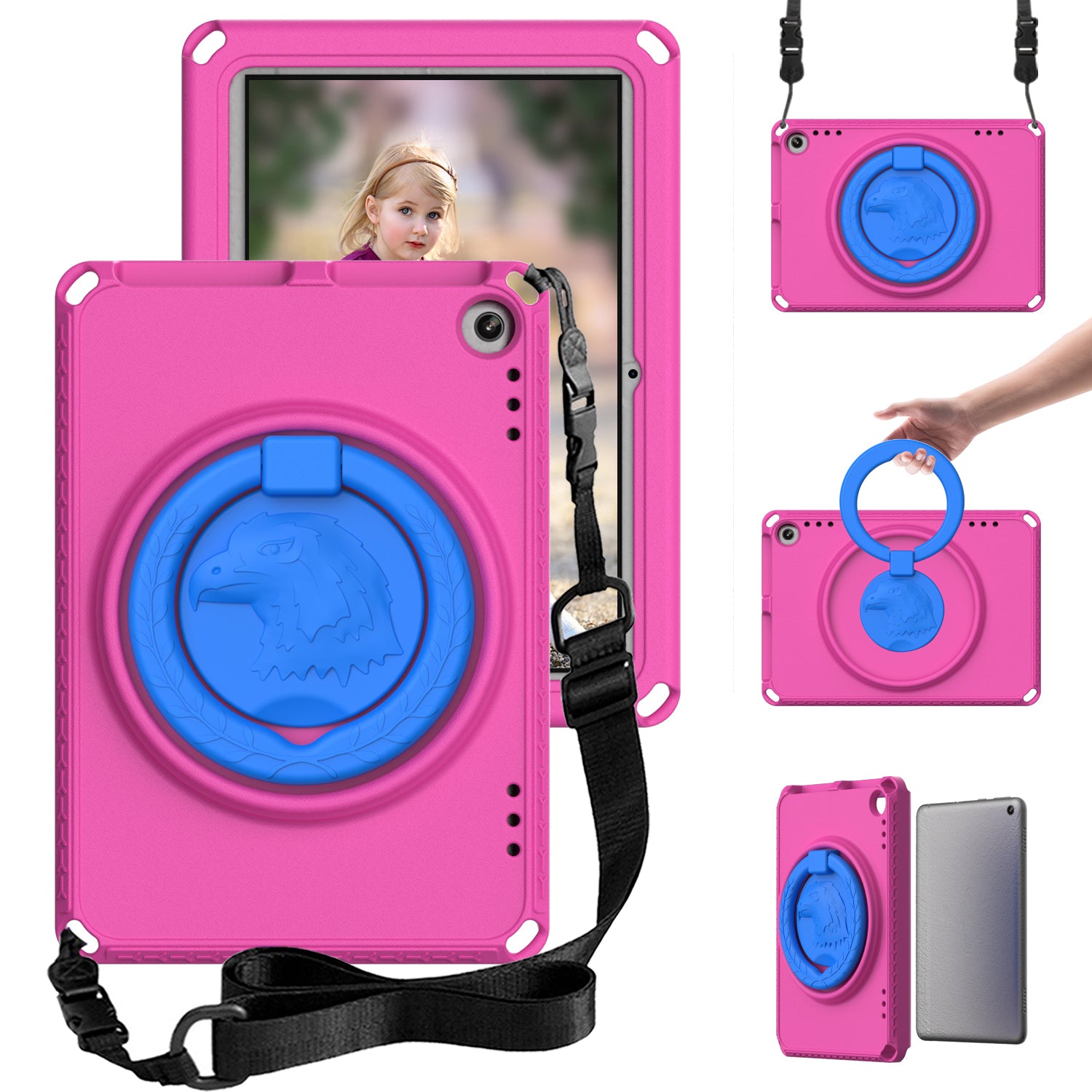 For Amazon Fire HD 8 (2022) (2020) Shockproof EVA Case with Shoulder Strap Waterproof Screen Protector