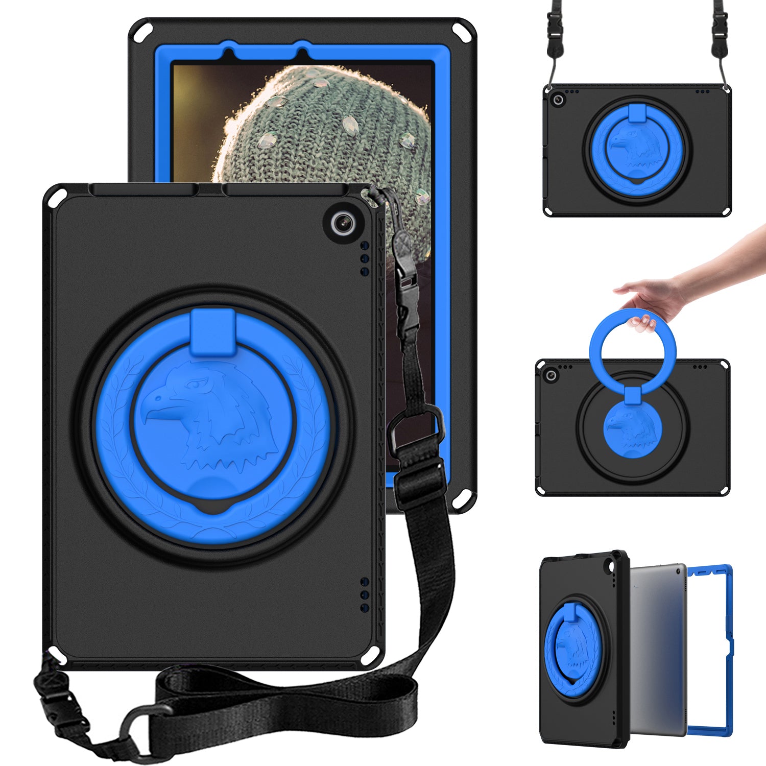 Hard EVA Case for Amazon Fire HD 10 (2021) Protective Cover with Shoulder Strap Screen Film