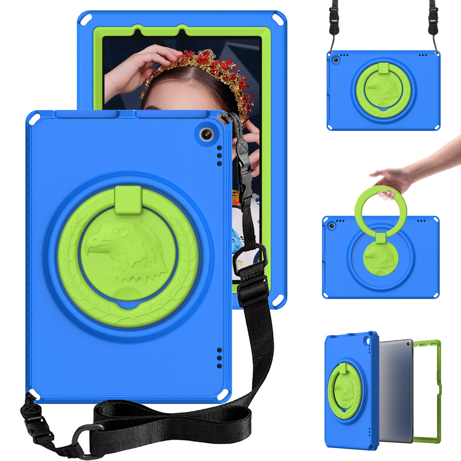 Hard EVA Case for Amazon Fire HD 10 (2021) Protective Cover with Shoulder Strap Screen Film