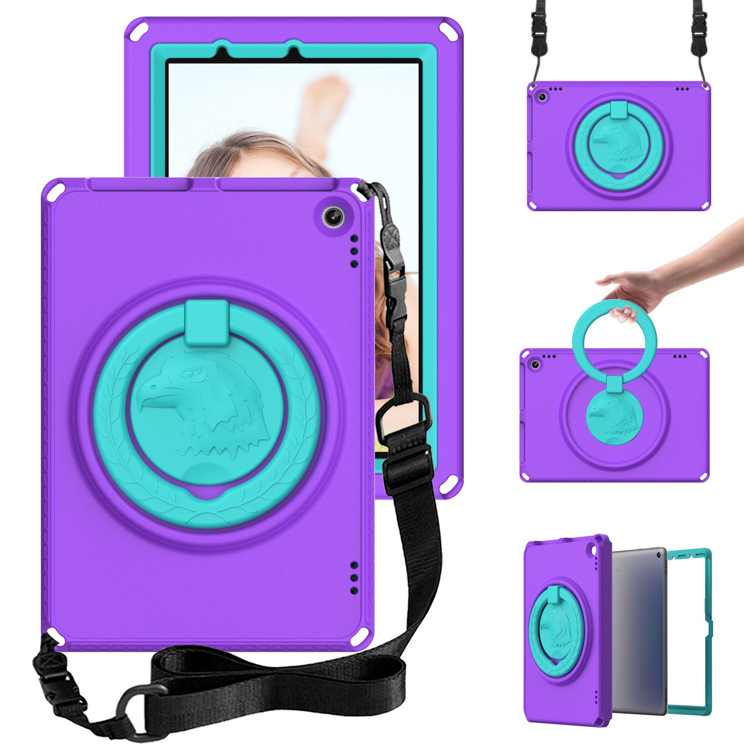 Hard EVA Case for Amazon Fire HD 10 (2021) Protective Cover with Shoulder Strap Screen Film