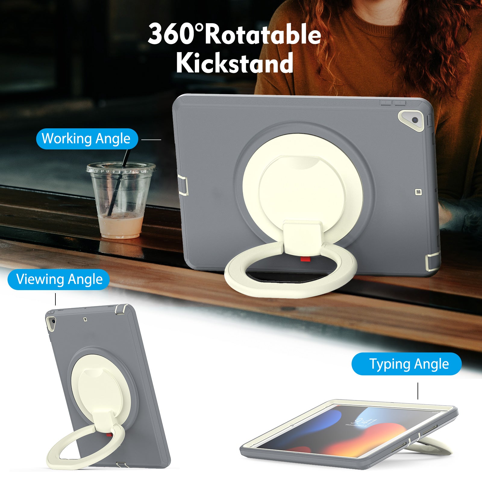 For iPad Pro 10.5-inch (2017) Air 10.5 inch (2019) Tablet Case PC TPU Kickstand Anti-Slip Cover