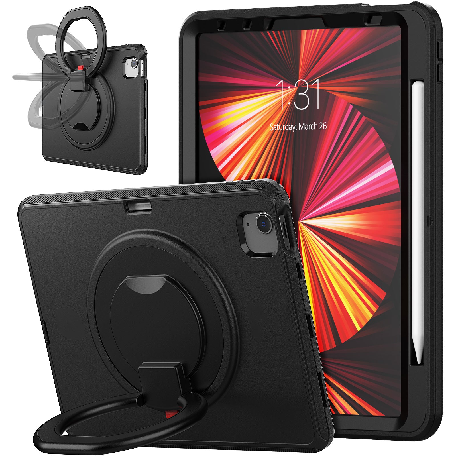 Tablet Case for iPad Pro 11 (2018) (2020) (2021) (2022) Air (2020) (2022) PC TPU Rotating Kickstand Protective Cover
