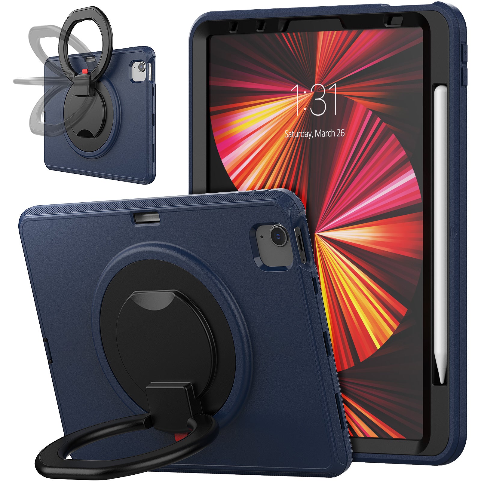 Tablet Case for iPad Pro 11 (2018) (2020) (2021) (2022) Air (2020) (2022) PC TPU Rotating Kickstand Protective Cover
