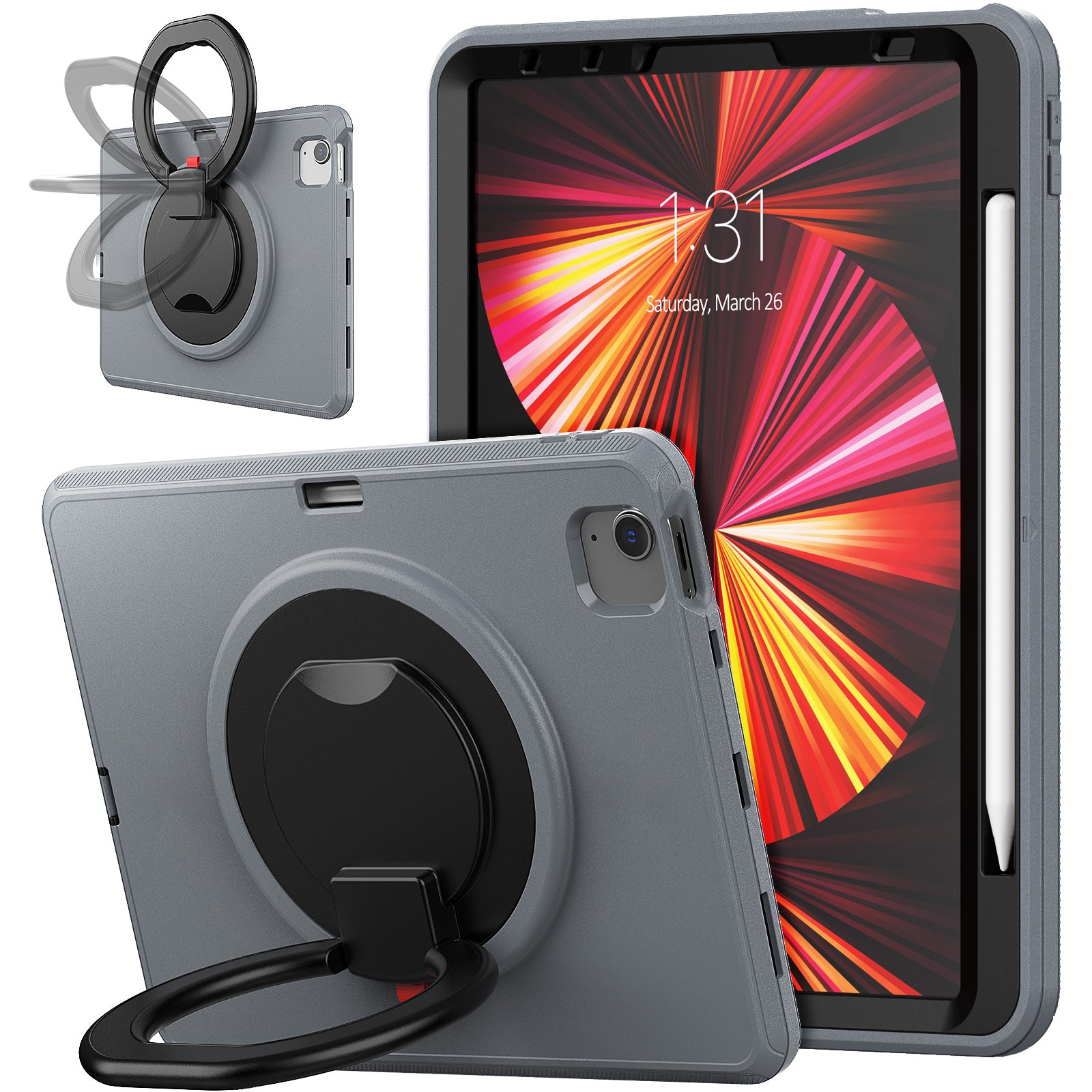 Tablet Case for iPad Pro 11 (2018) (2020) (2021) (2022) Air (2020) (2022) PC TPU Rotating Kickstand Protective Cover
