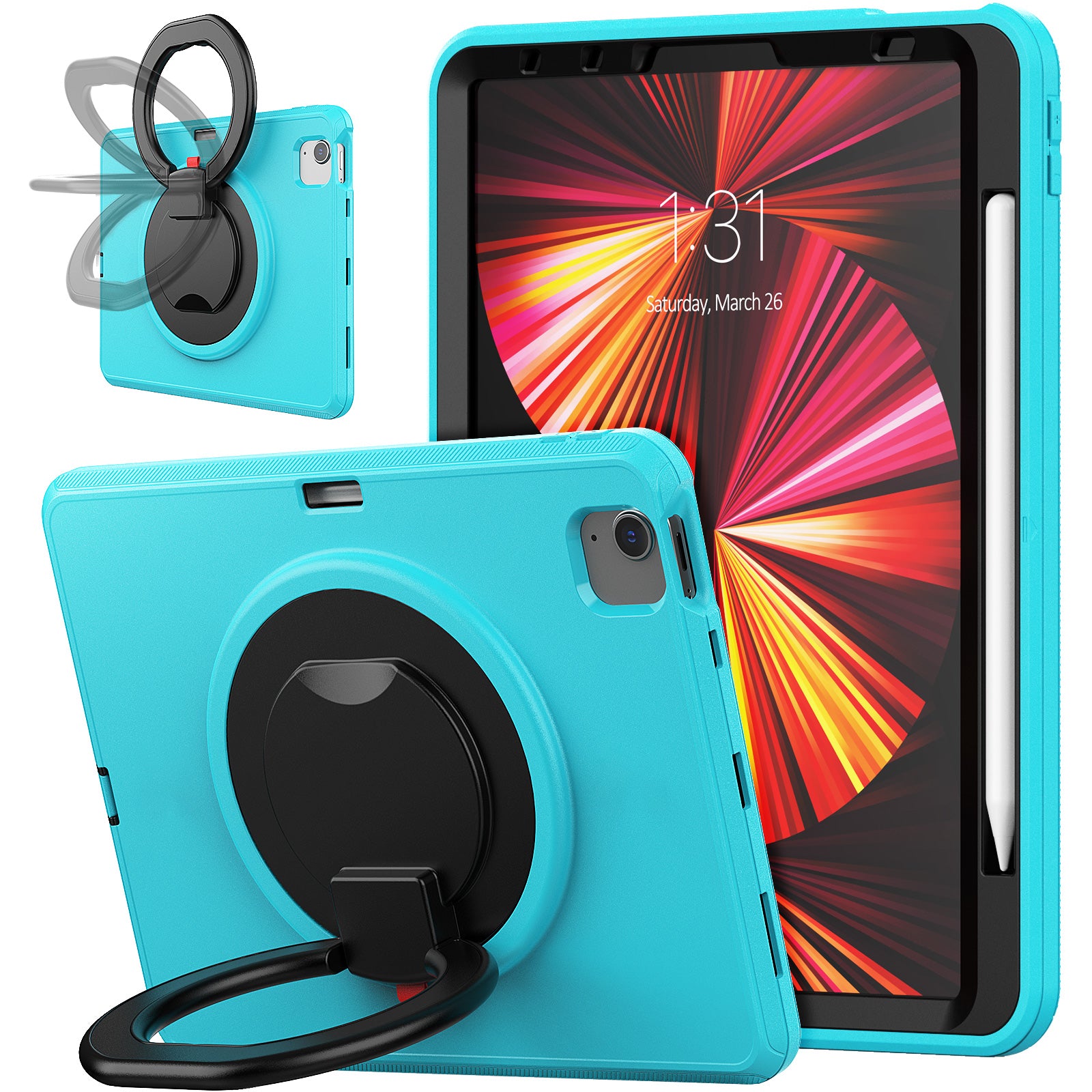 Tablet Case for iPad Pro 11 (2018) (2020) (2021) (2022) Air (2020) (2022) PC TPU Rotating Kickstand Protective Cover