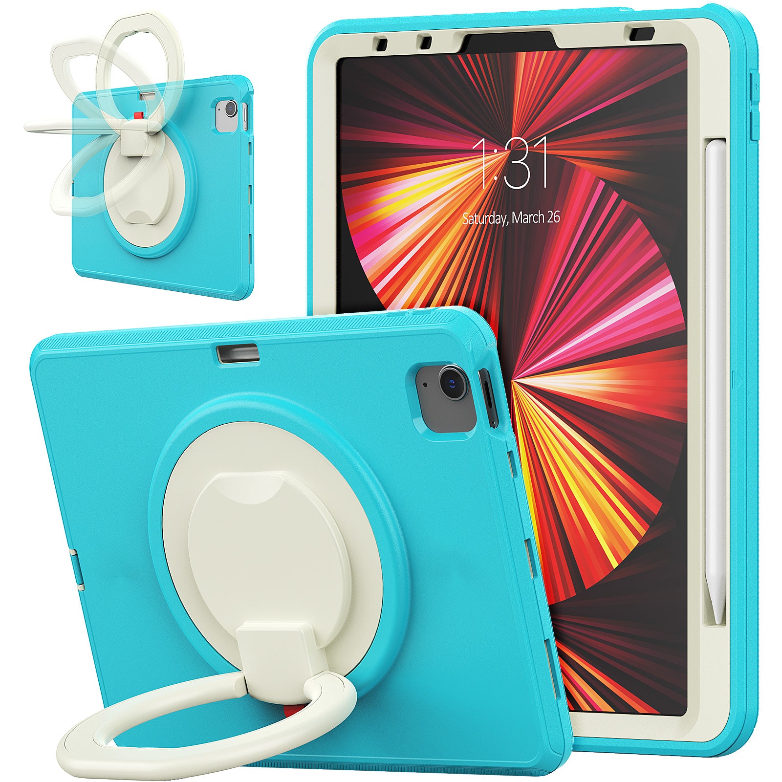 Tablet Case for iPad Pro 11 (2018) (2020) (2021) (2022) Air (2020) (2022) PC TPU Rotating Kickstand Protective Cover