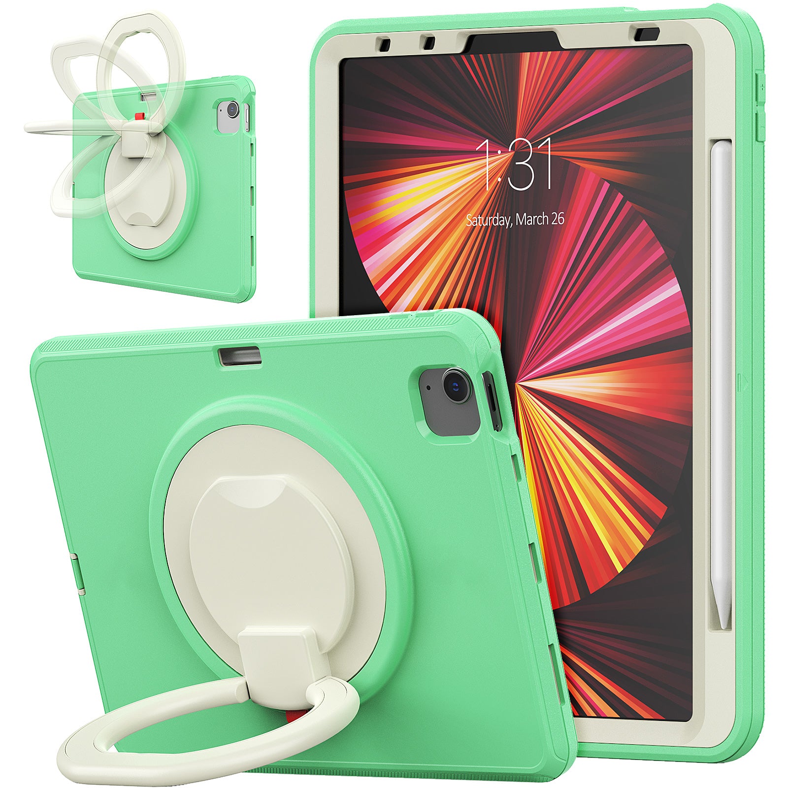 Tablet Case for iPad Pro 11 (2018) (2020) (2021) (2022) Air (2020) (2022) PC TPU Rotating Kickstand Protective Cover