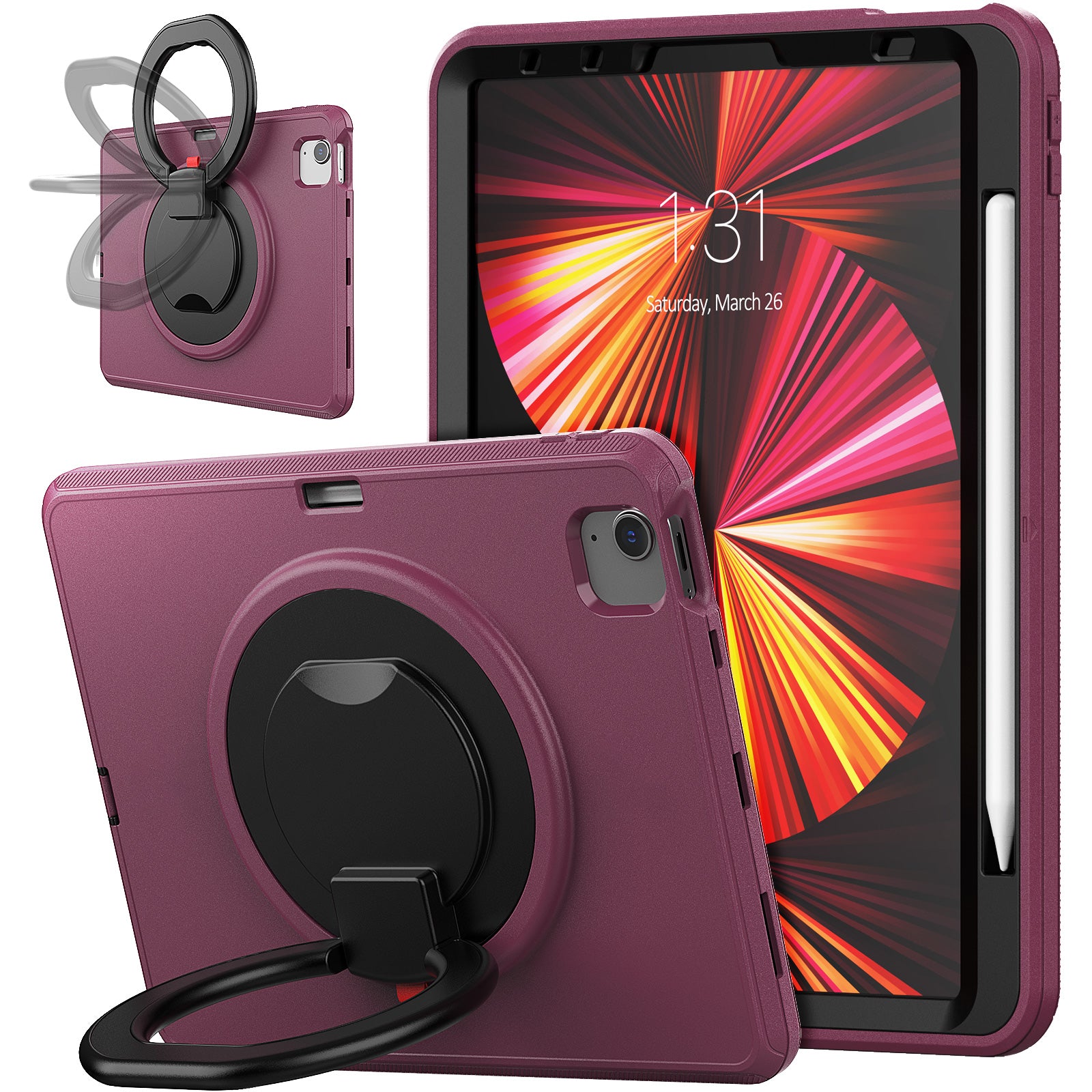 Tablet Case for iPad Pro 11 (2018) (2020) (2021) (2022) Air (2020) (2022) PC TPU Rotating Kickstand Protective Cover