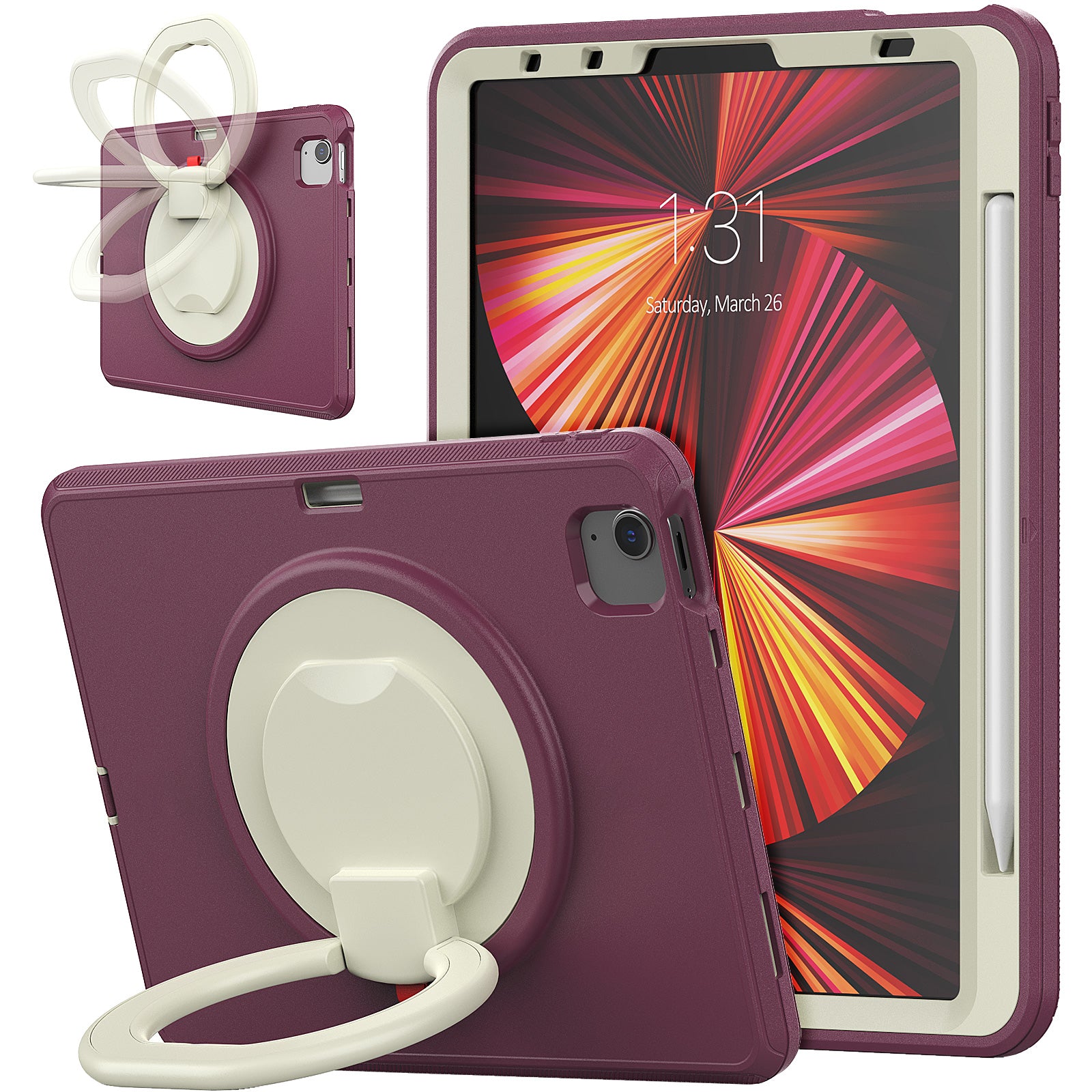 Tablet Case for iPad Pro 11 (2018) (2020) (2021) (2022) Air (2020) (2022) PC TPU Rotating Kickstand Protective Cover