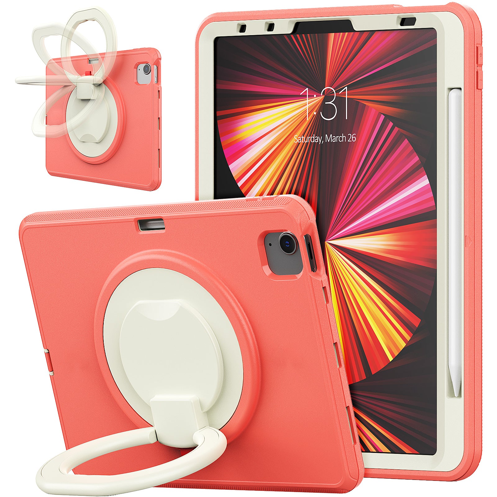 Tablet Case for iPad Pro 11 (2018) (2020) (2021) (2022) Air (2020) (2022) PC TPU Rotating Kickstand Protective Cover