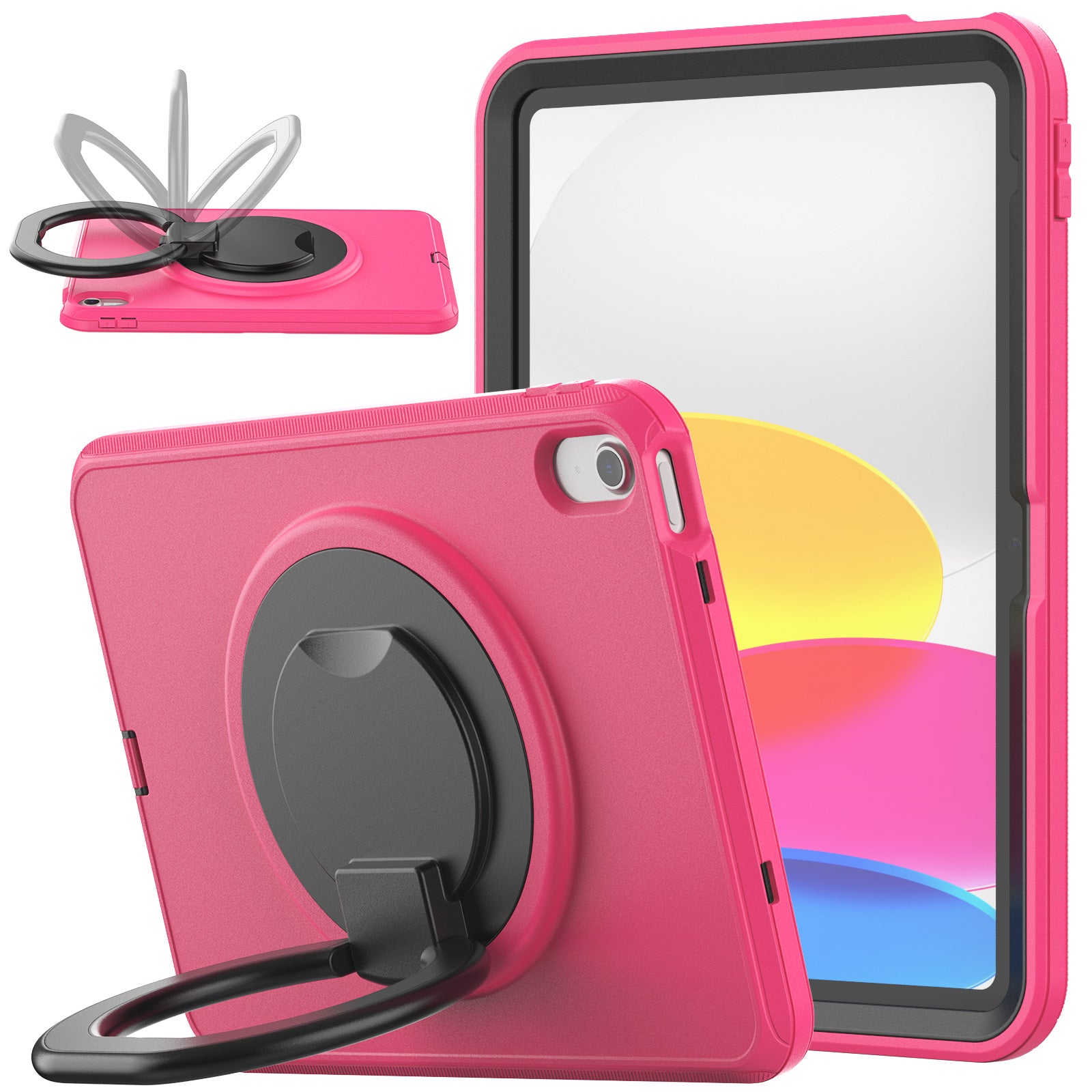 For iPad 10.9 (2022) PC TPU Tablet Case 360-degree Rotating Kickstand Hand Grip Protective Cover