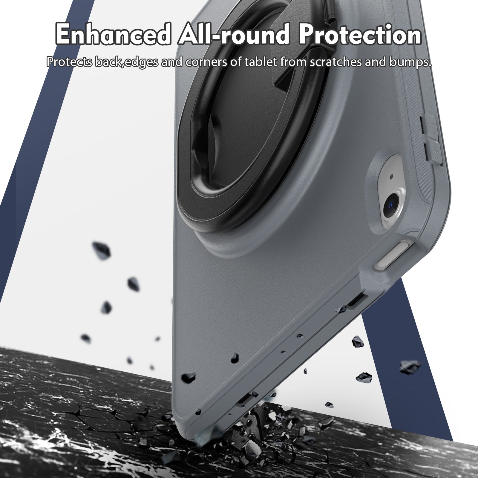 For iPad 10.9 (2022) PC TPU Tablet Case 360-degree Rotating Kickstand Hand Grip Protective Cover