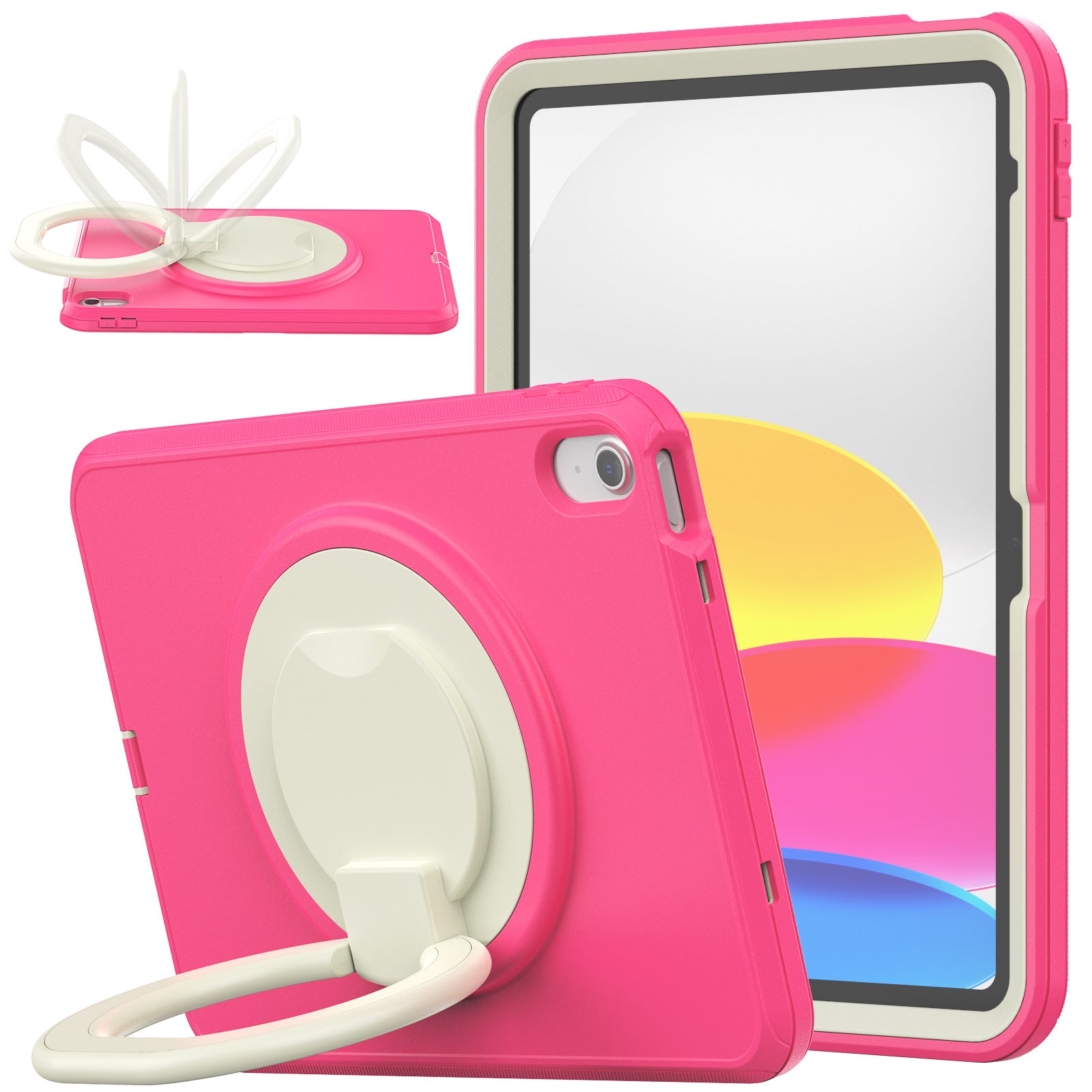 For iPad 10.9 (2022) PC TPU Tablet Case 360-degree Rotating Kickstand Hand Grip Protective Cover