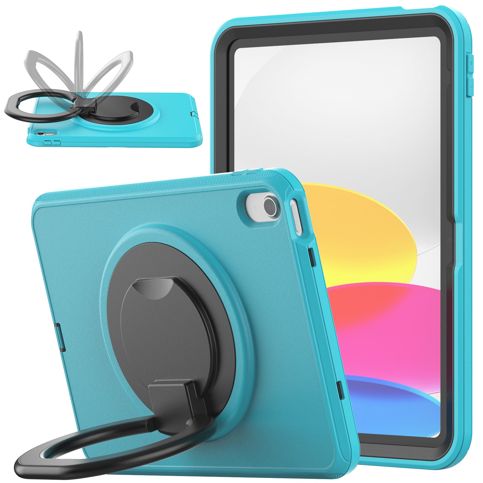 For iPad 10.9 (2022) PC TPU Tablet Case 360-degree Rotating Kickstand Hand Grip Protective Cover