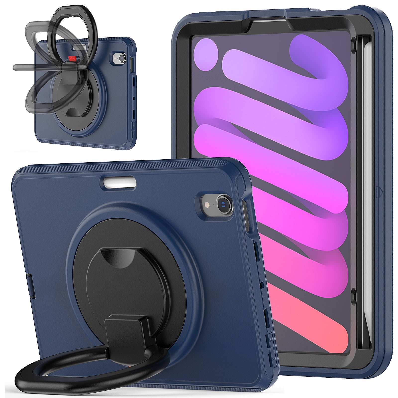 Tablet Case for iPad mini (2021) PC TPU Anti-Drop Protective Cover with Handle Grip Kickstand